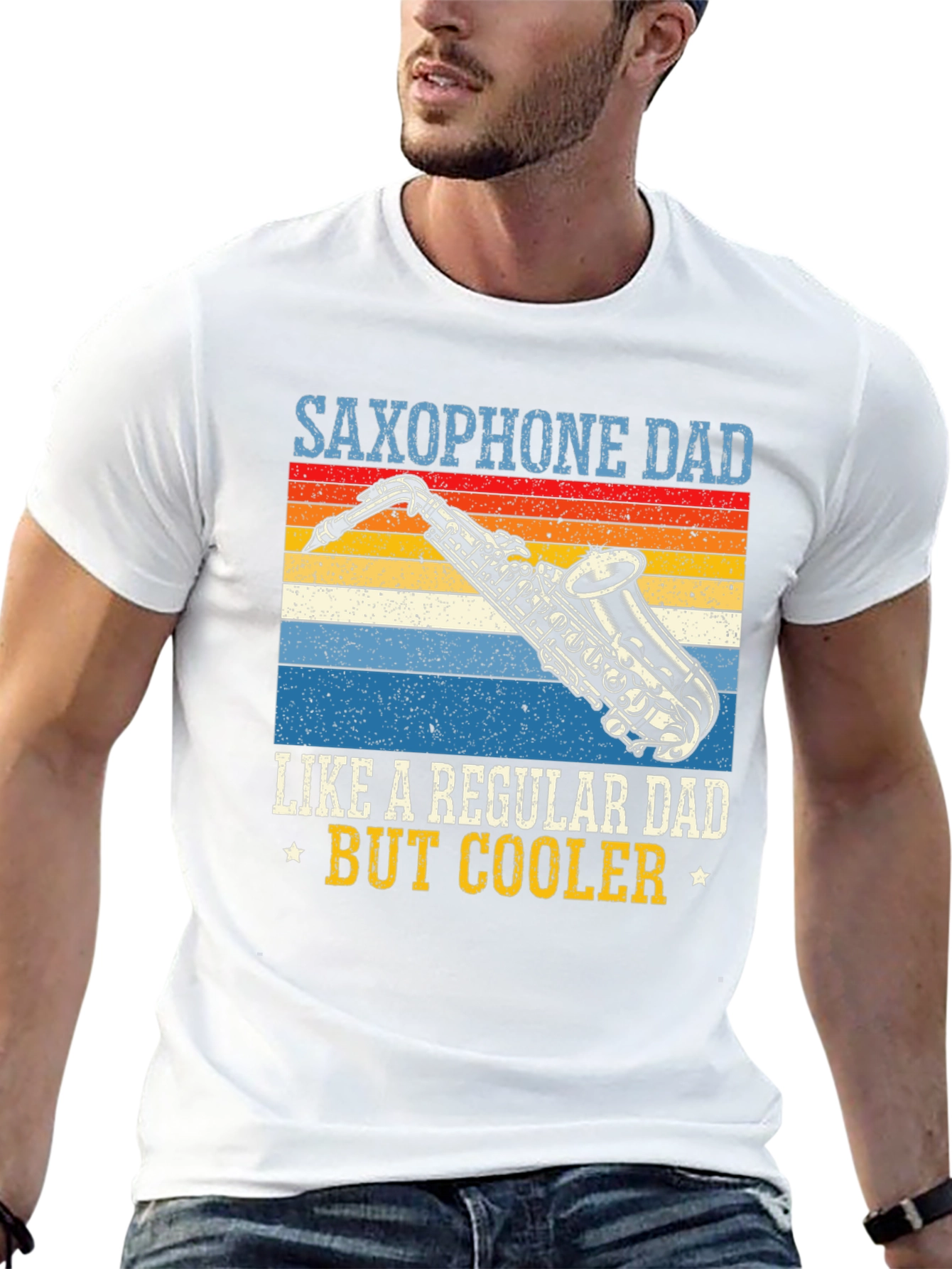 Saxophone Dad Tee - Retro Music Lover Gift