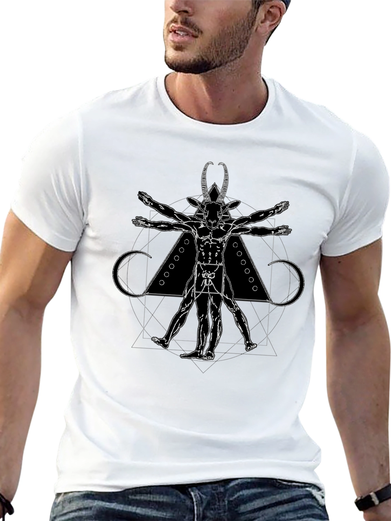 Baphomet Vitruvian Man Graphic T-Shirt
