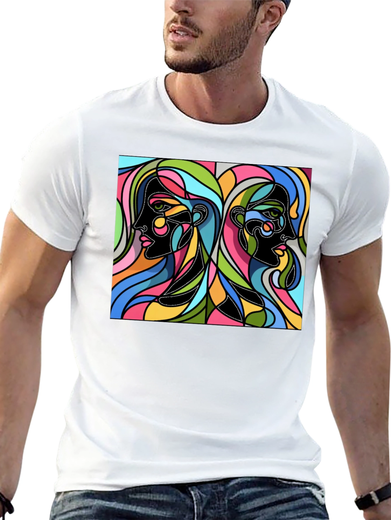 Abstract Faces Graphic Tee