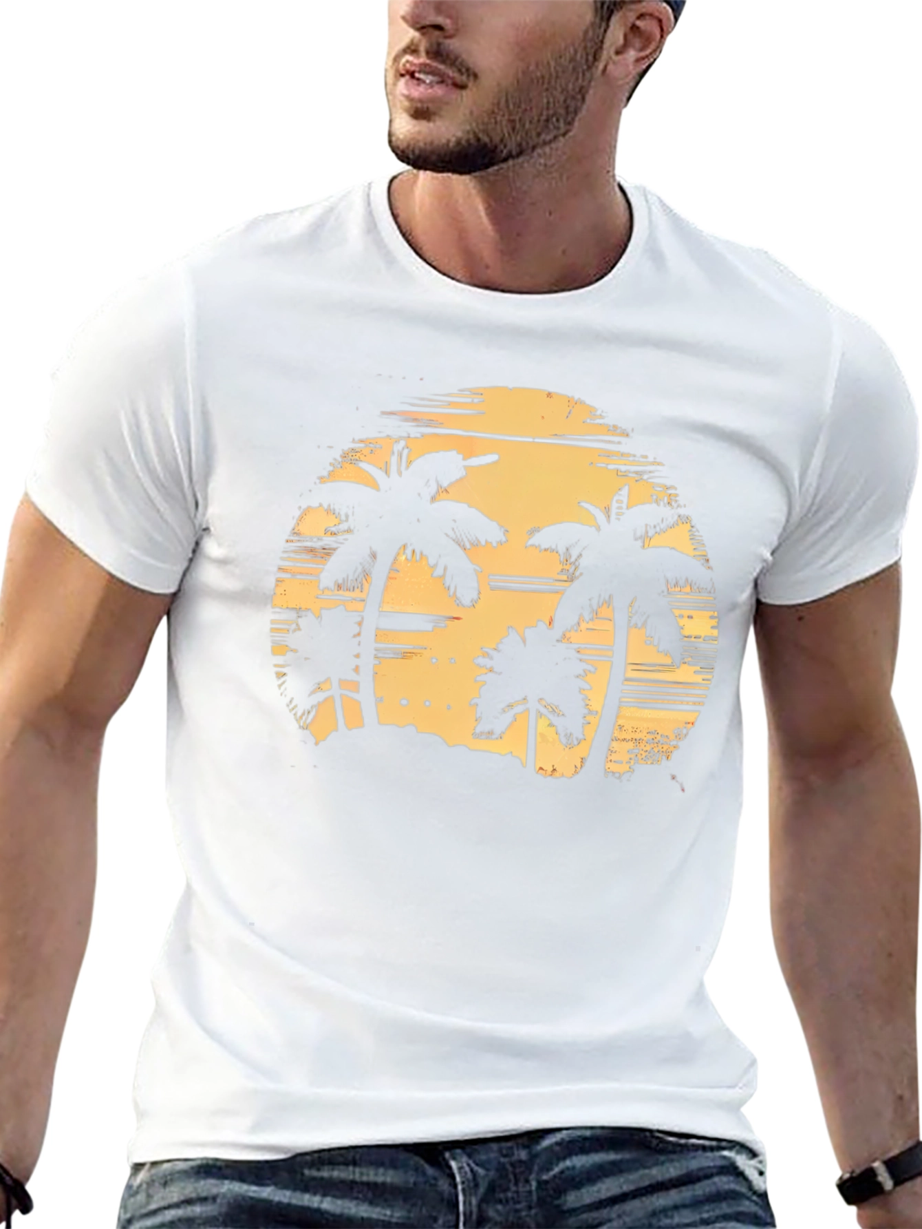 Tropical Palm Tree Sunset Graphic T-Shirt
