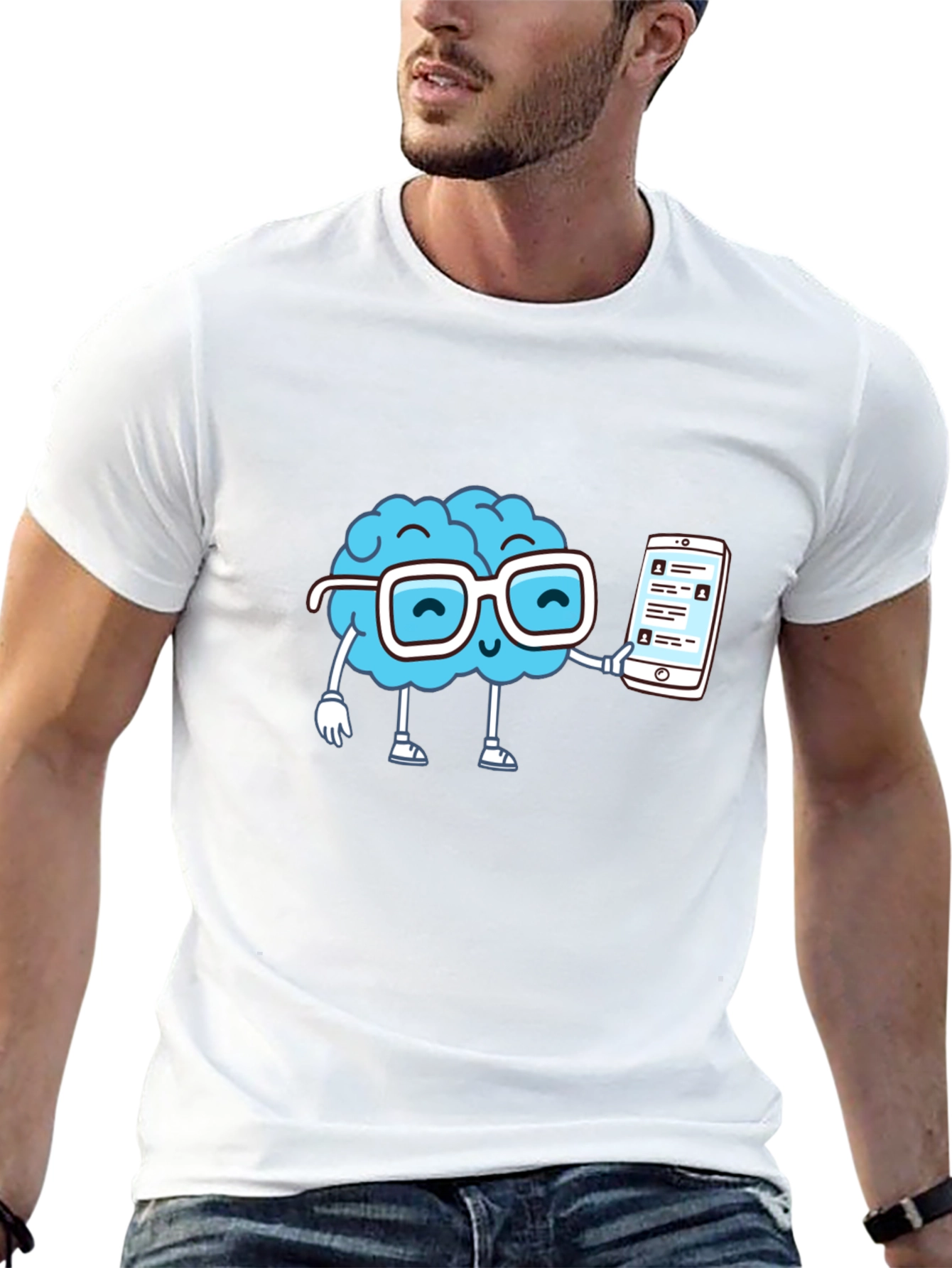 Brainy Smart Phone Graphic T-Shirt