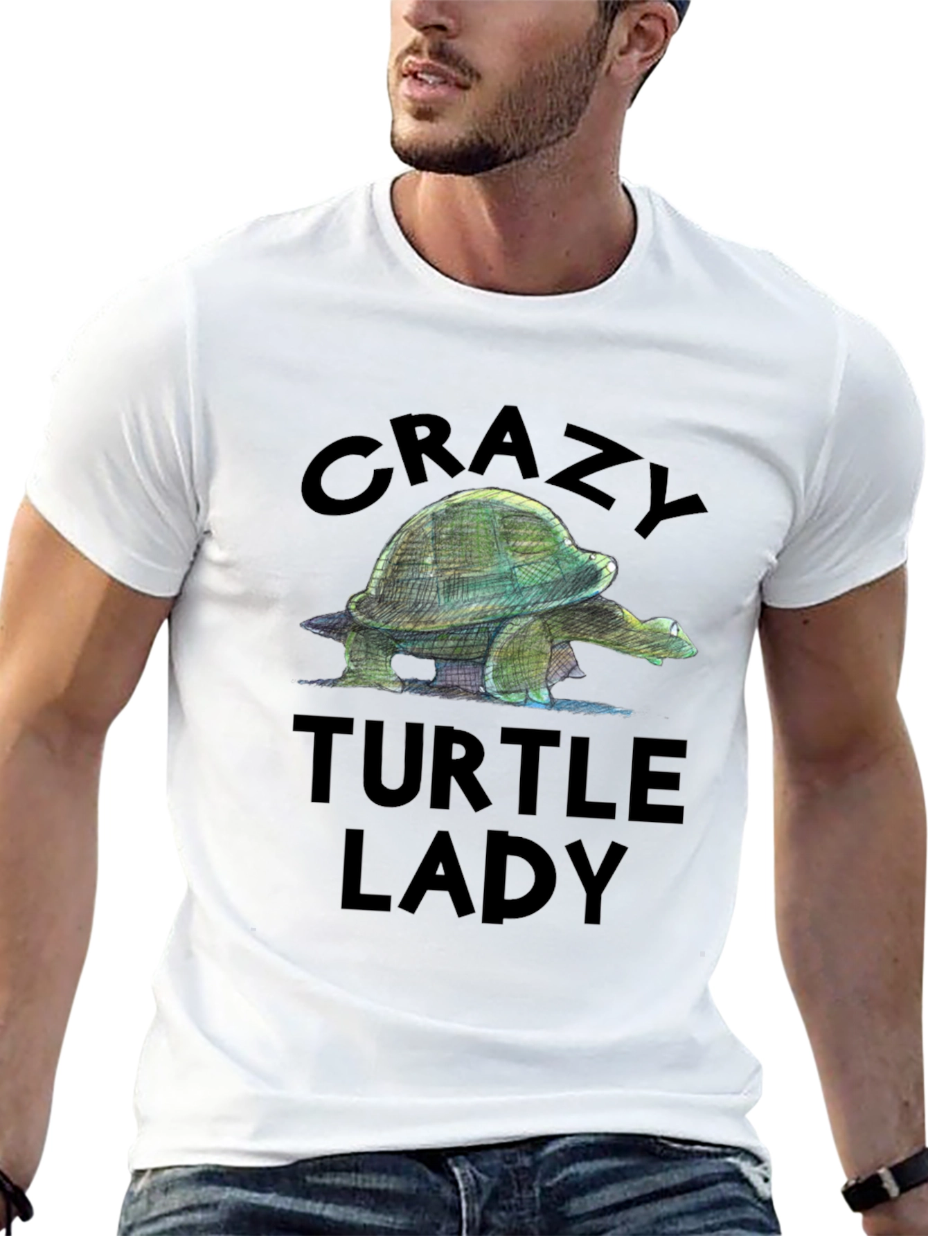 Crazy Turtle Lady Graphic Tee - Black