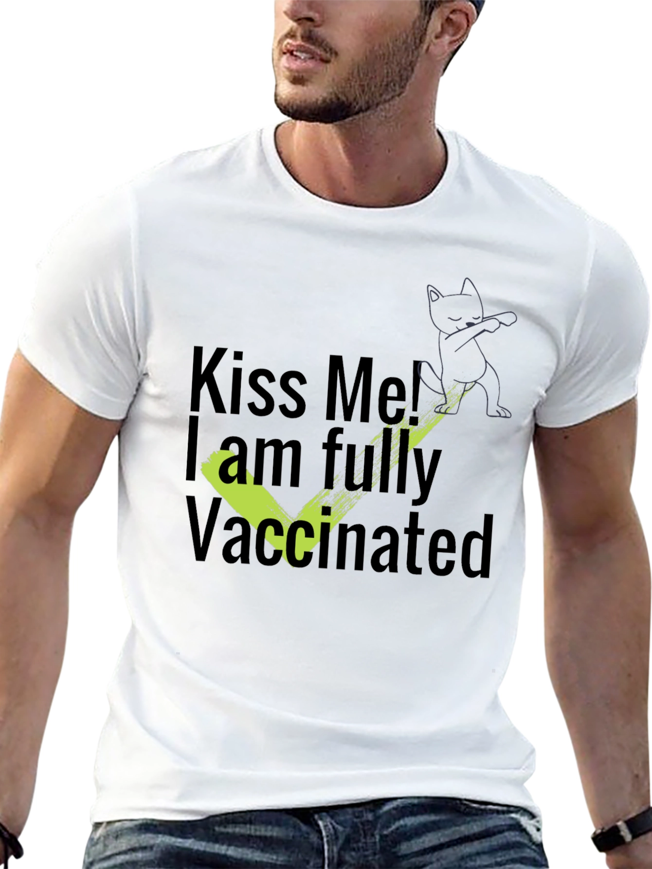Kiss Me Im Fully Vaccinated Black T-Shirt