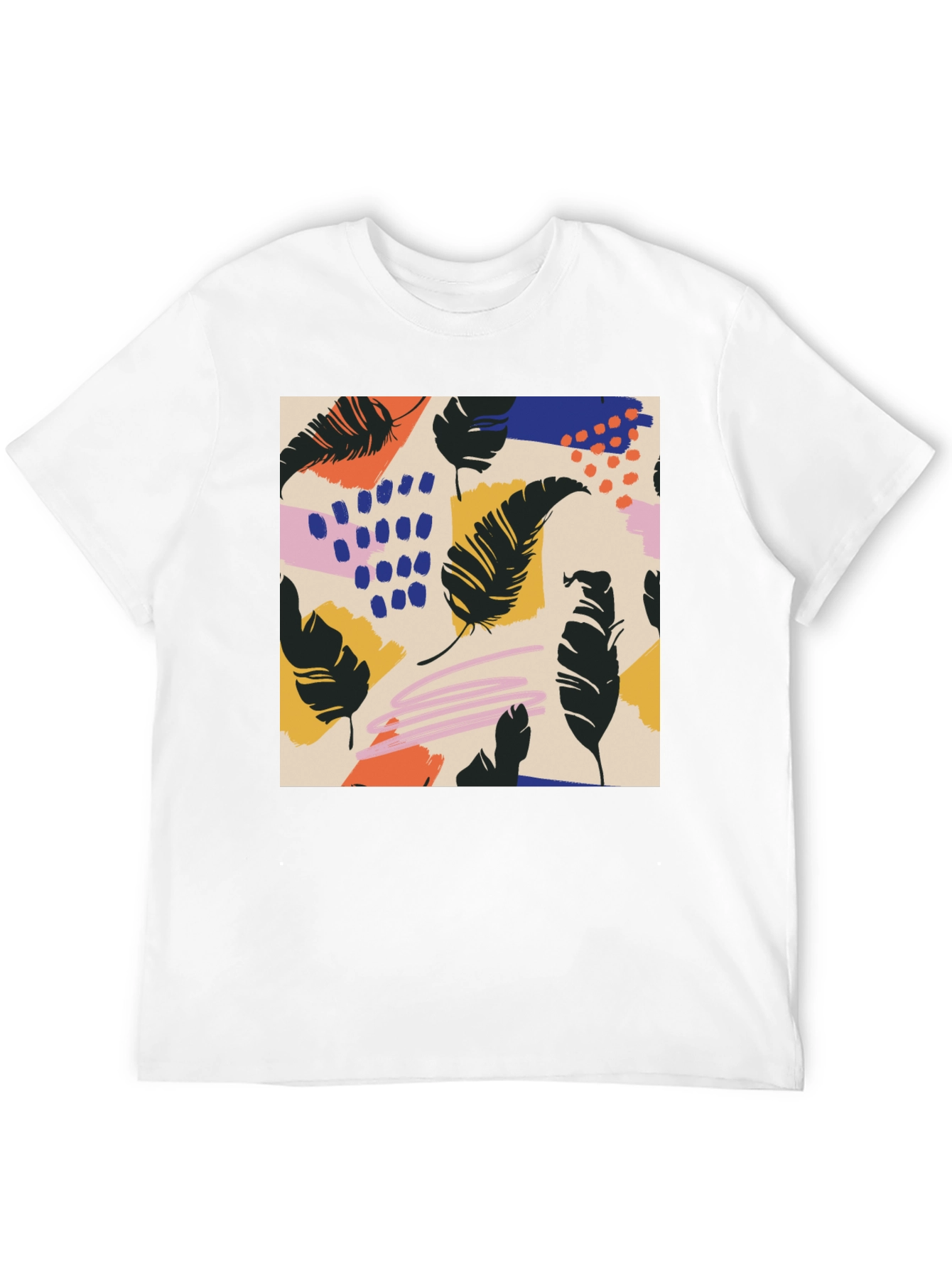 Modern Feather Graphic Black T-Shirt