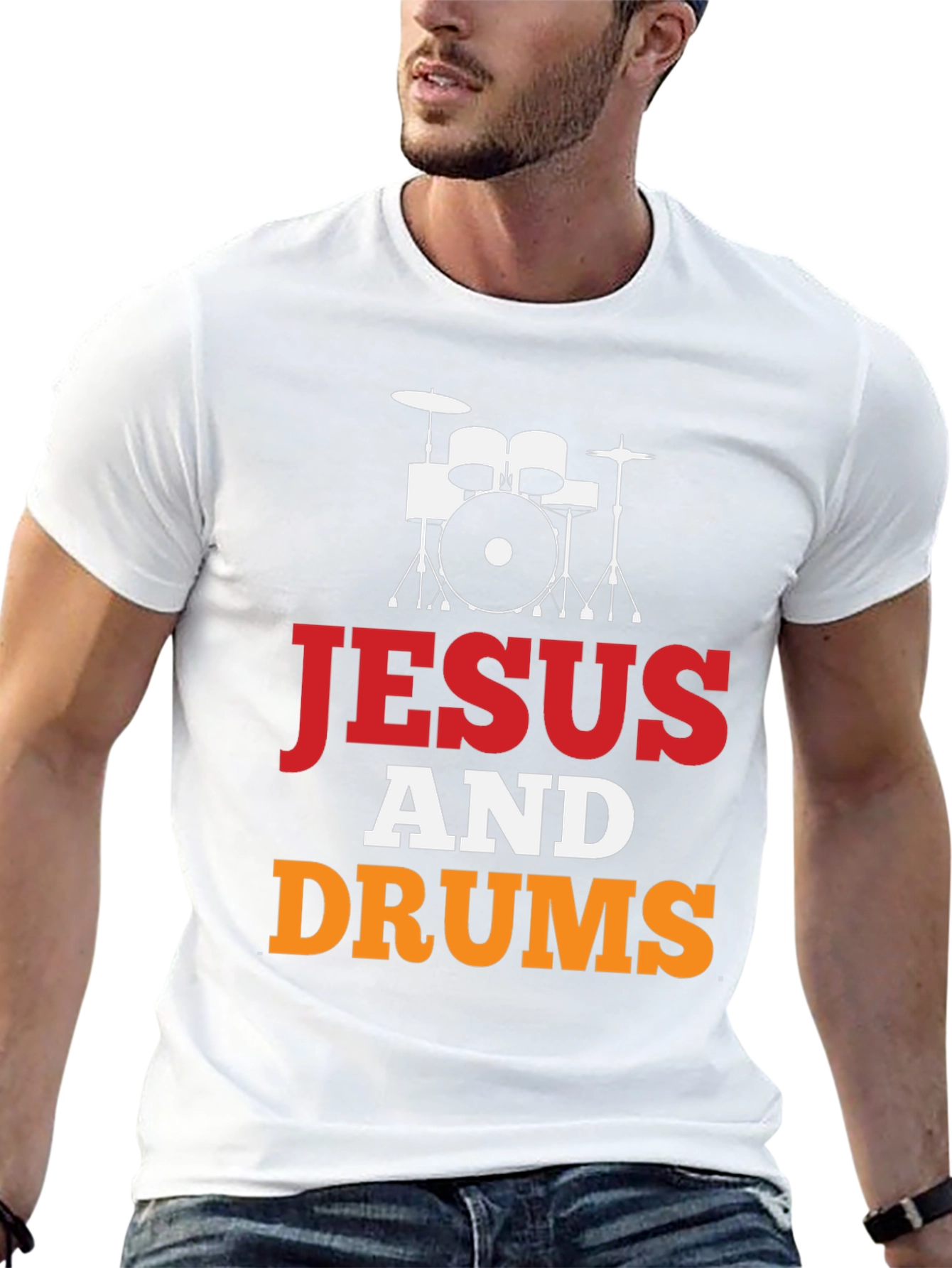 Jesus and Drums Graphic Tee | Christian Drummer T-Shirt