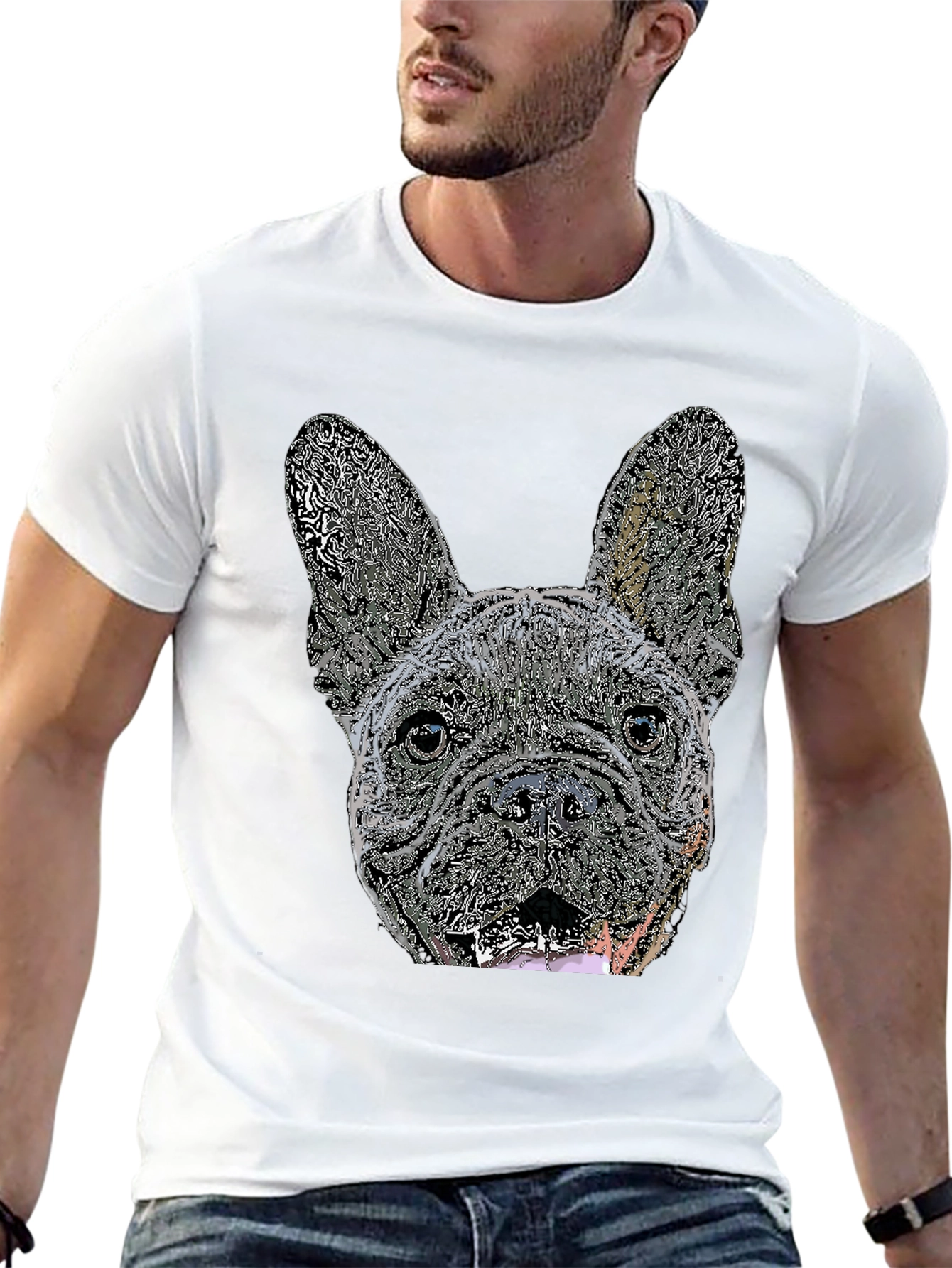 French Bulldog Graphic Tee - Black Cotton Blend