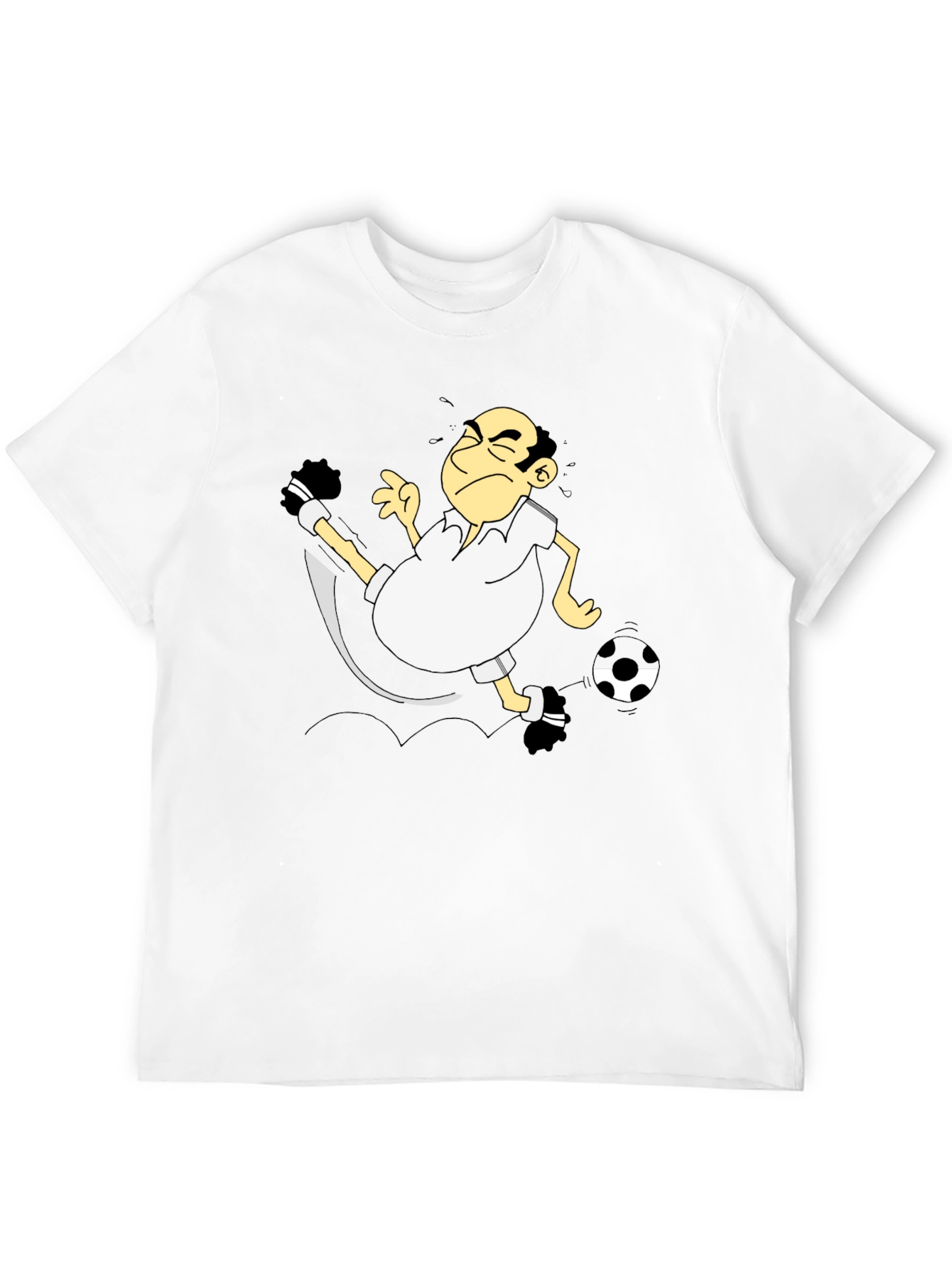Funny Soccer Cartoon Black T-Shirt