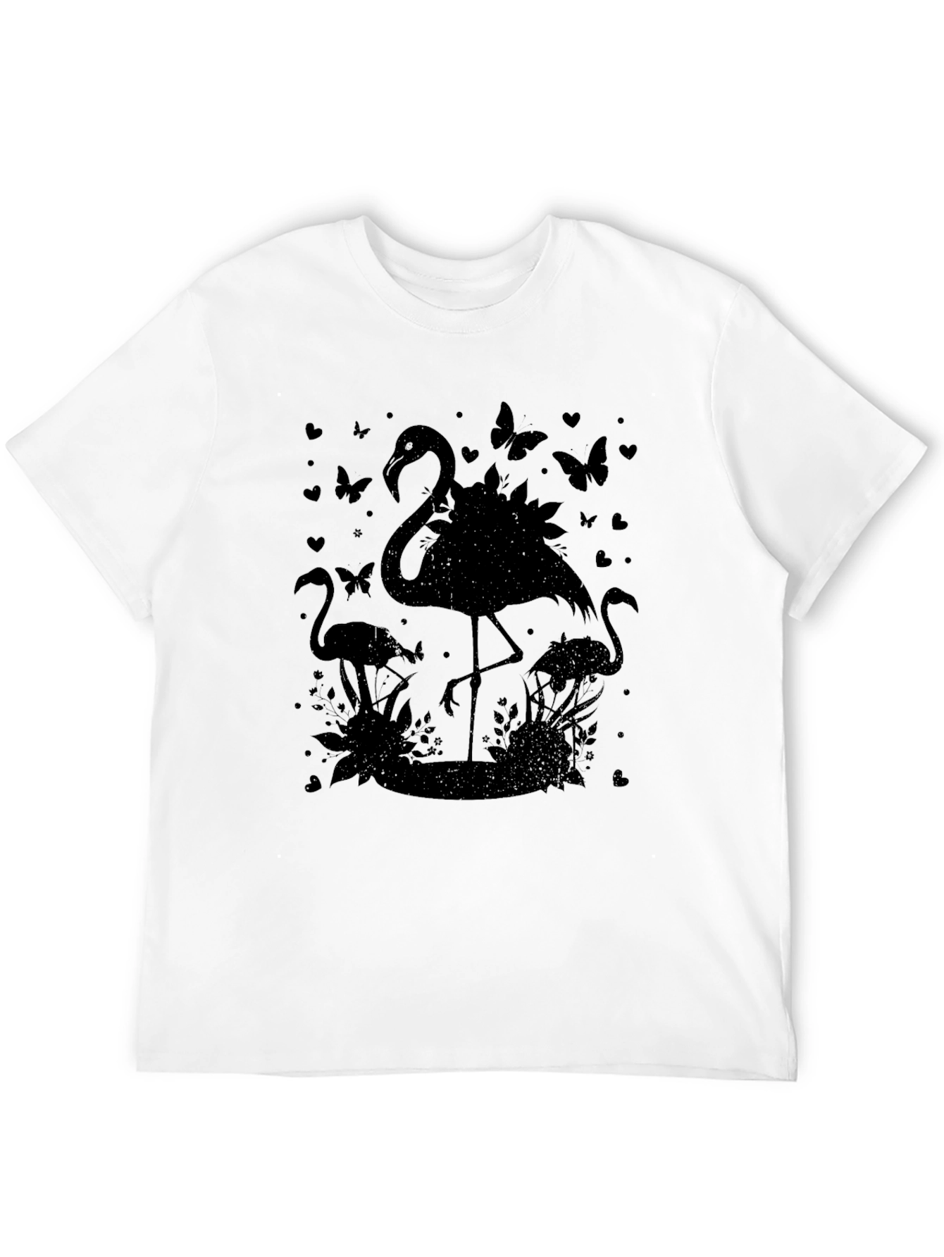 Flamingo Silhouette Graphic Tee - Black Cotton Blend