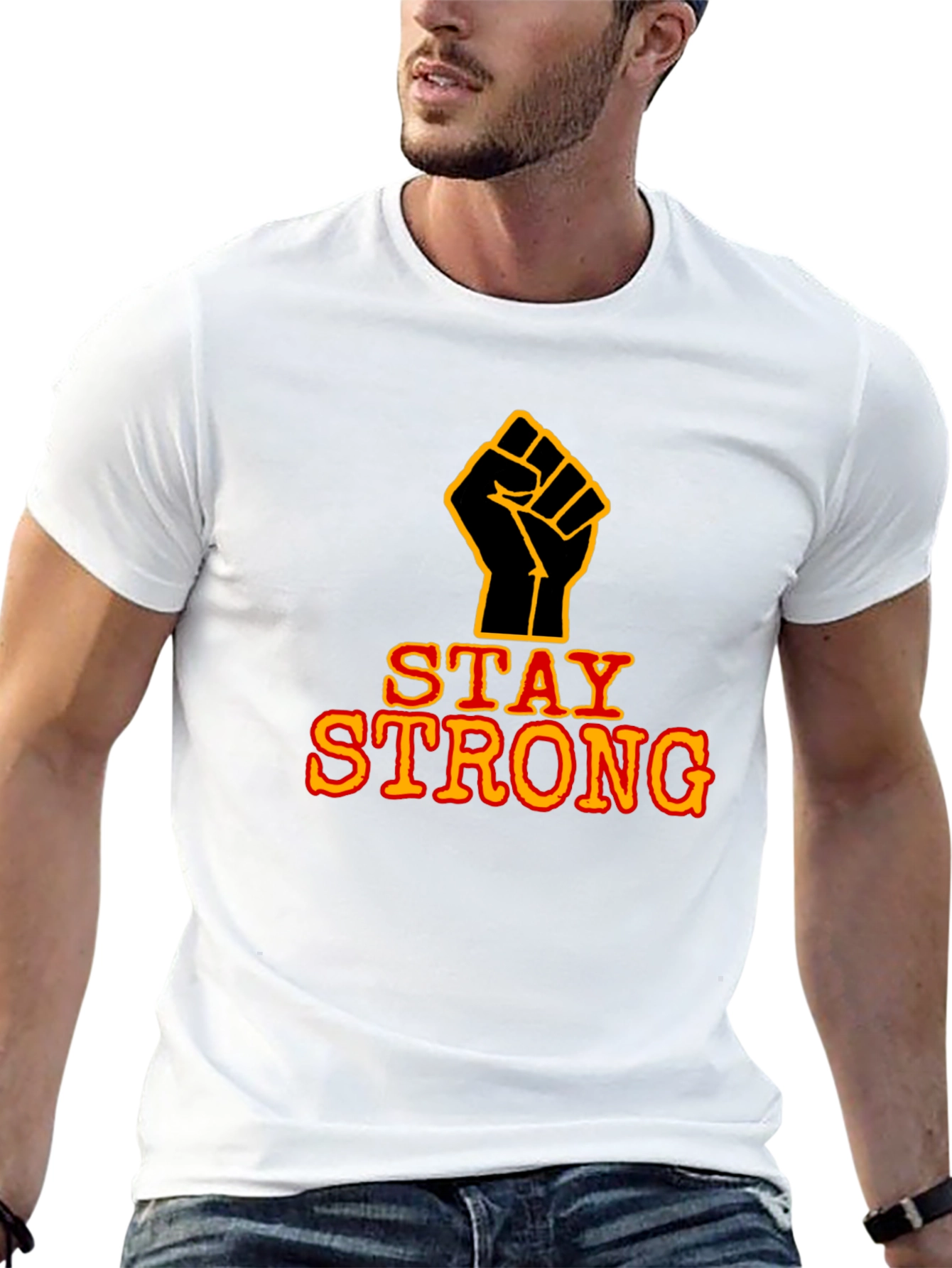 Stay Strong Fist Graphic Black T-Shirt