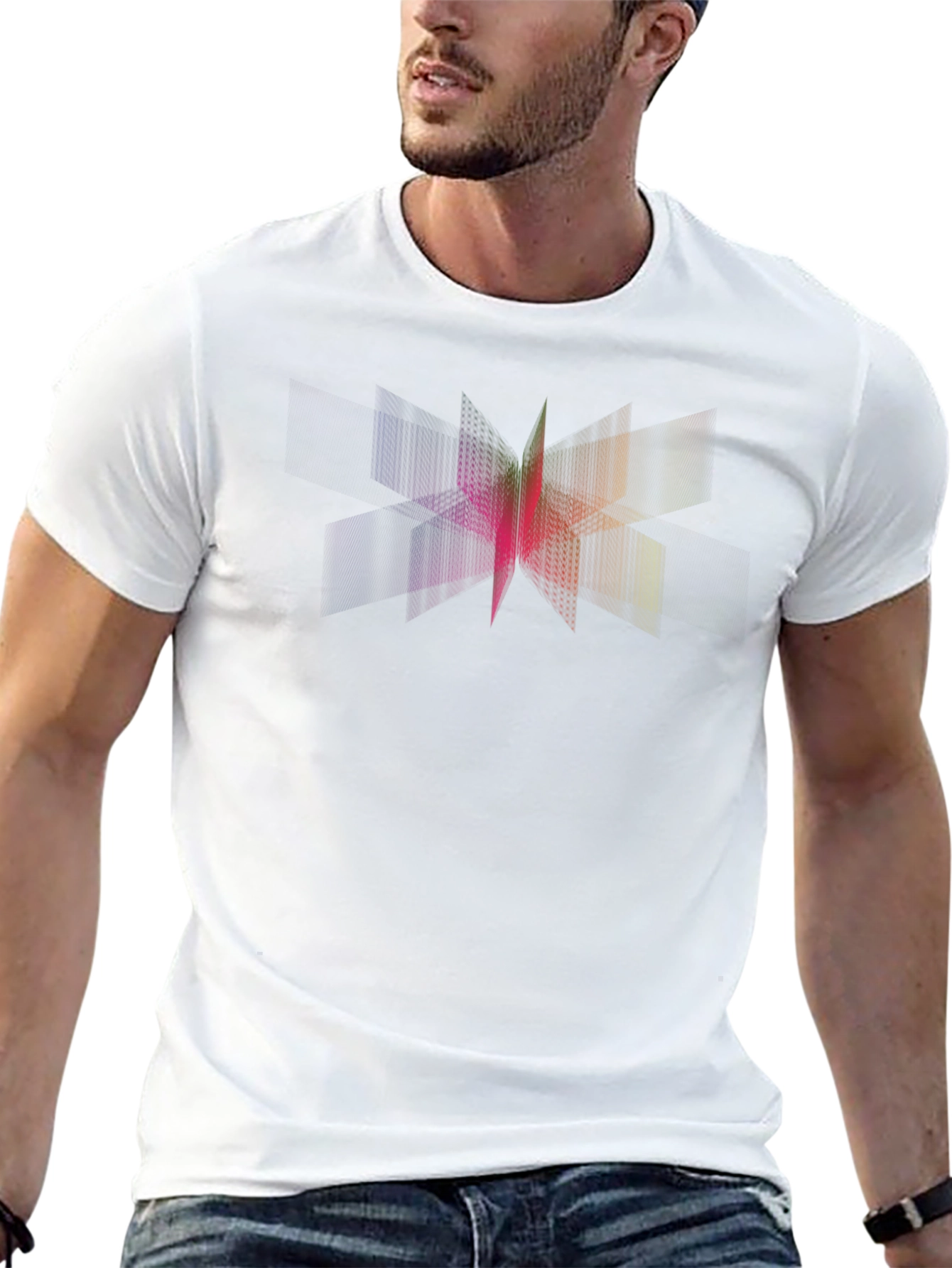 Abstract Geometric Prism Graphic Tee - Black