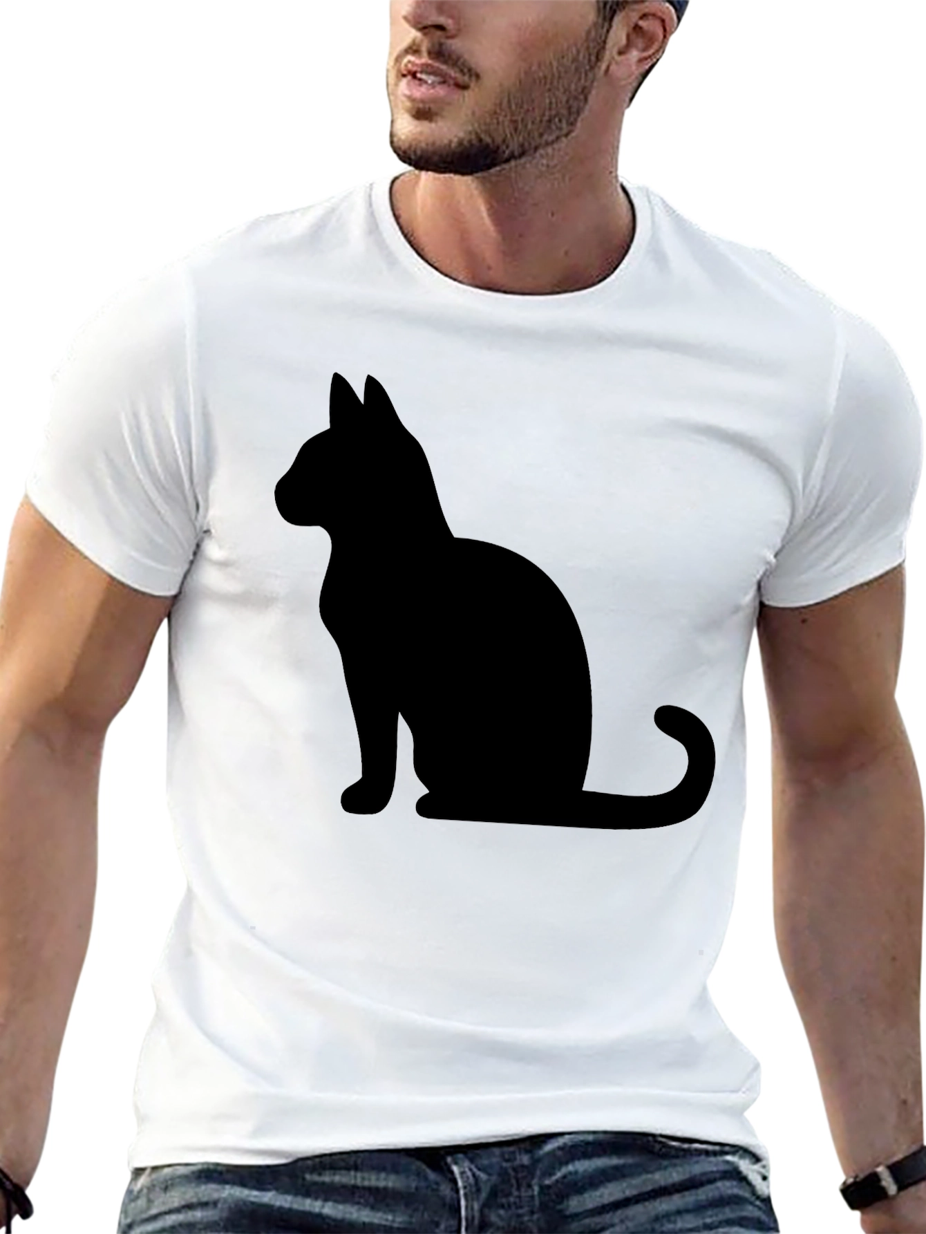 Black Cat Silhouette Graphic Tee - Unisex