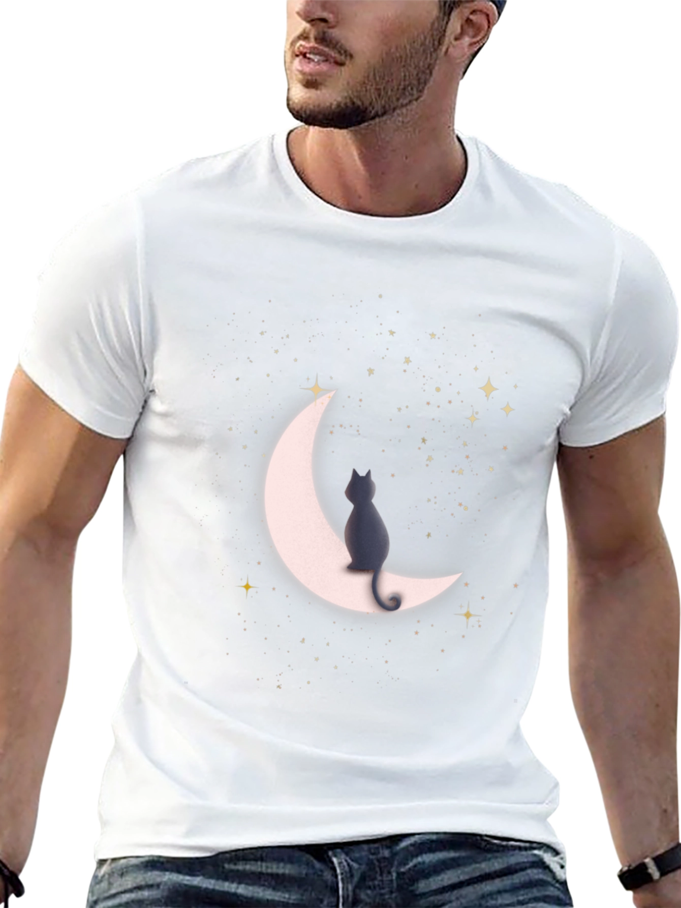 Cat On Moon T-Shirt - Stargazer Tee
