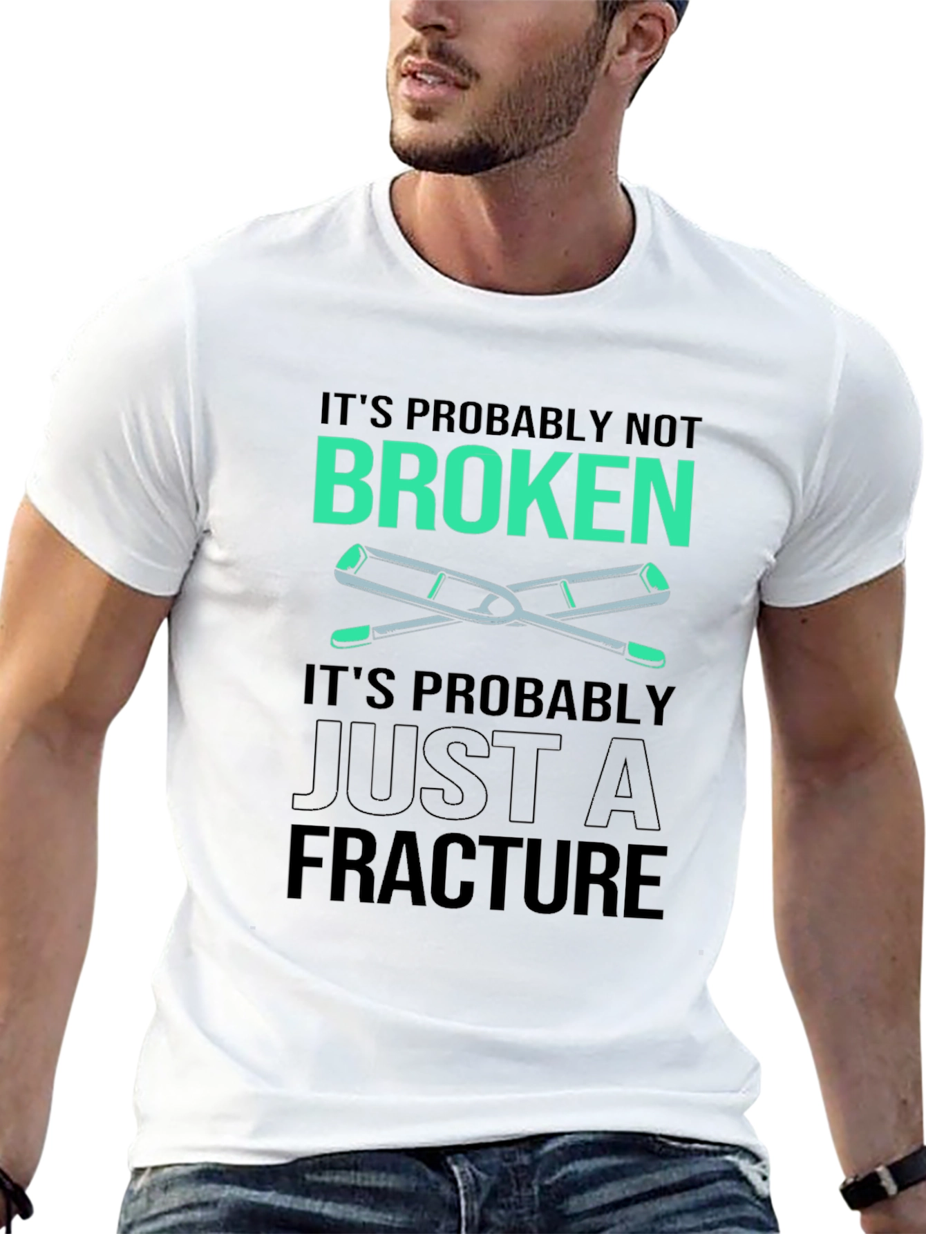 Funny Broken Fracture Crutches Humor T-Shirt