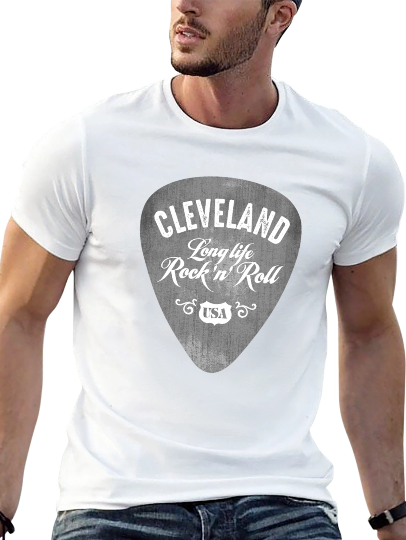 Cleveland Rock n Roll Guitar Pick Graphic T-Shirt