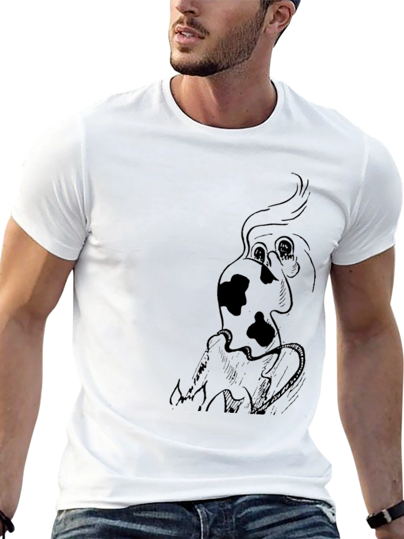 Cartoon Dog Graphic Black T-Shirt