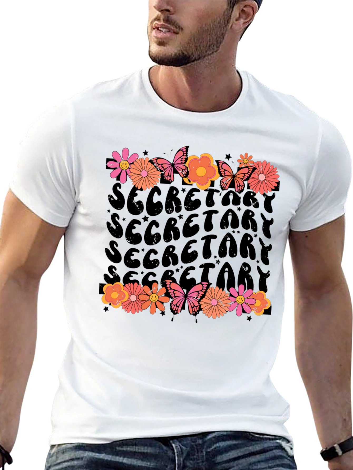 Floral Secretary T-Shirt Retro Style