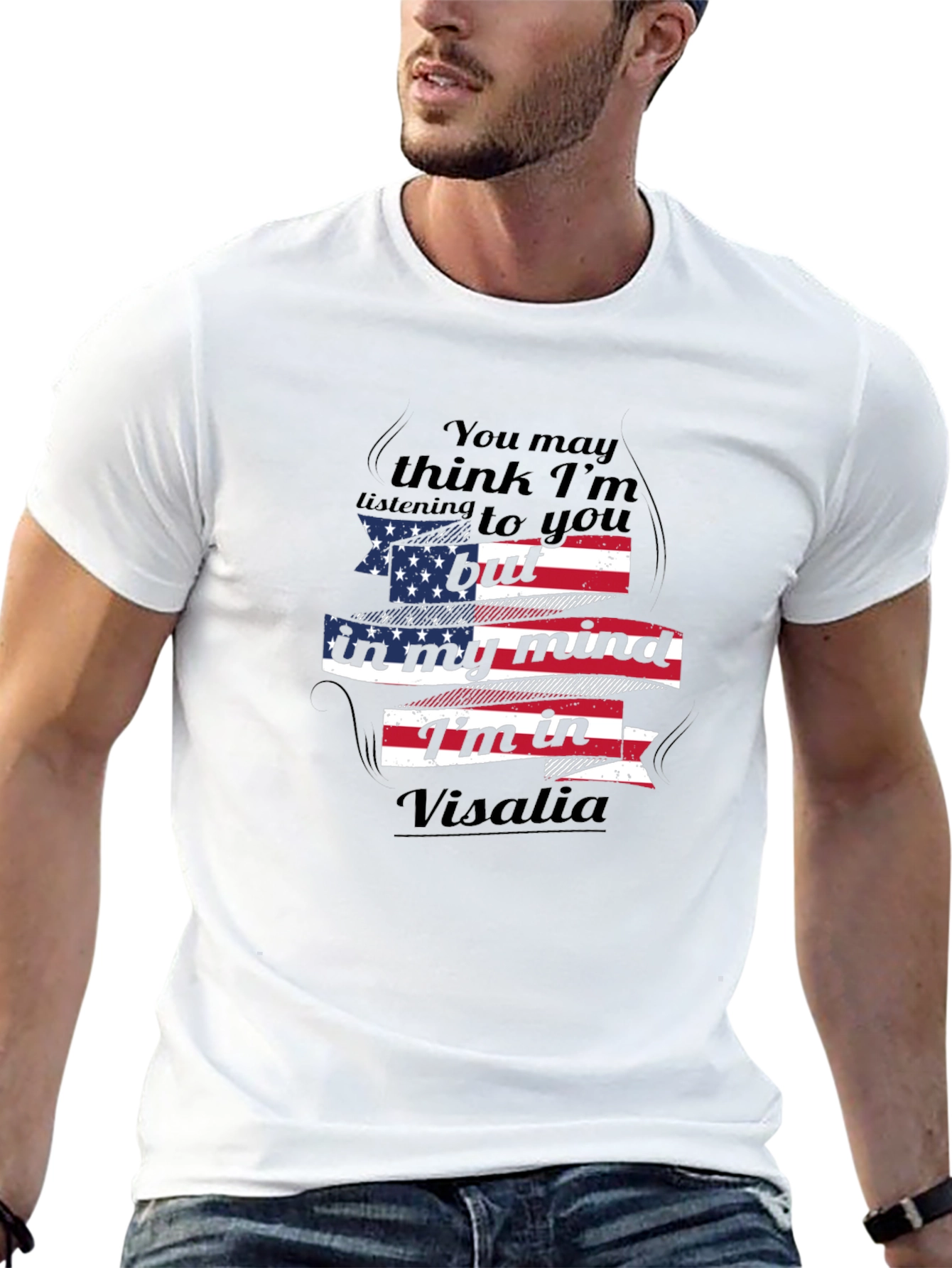 Visalia Mind T-Shirt - Patriotic USA Flag Design