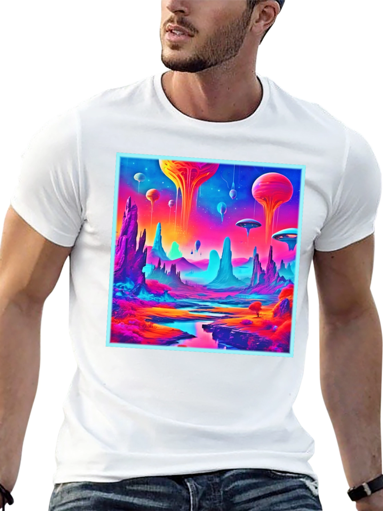 Neon Alien Landscape Graphic Tee