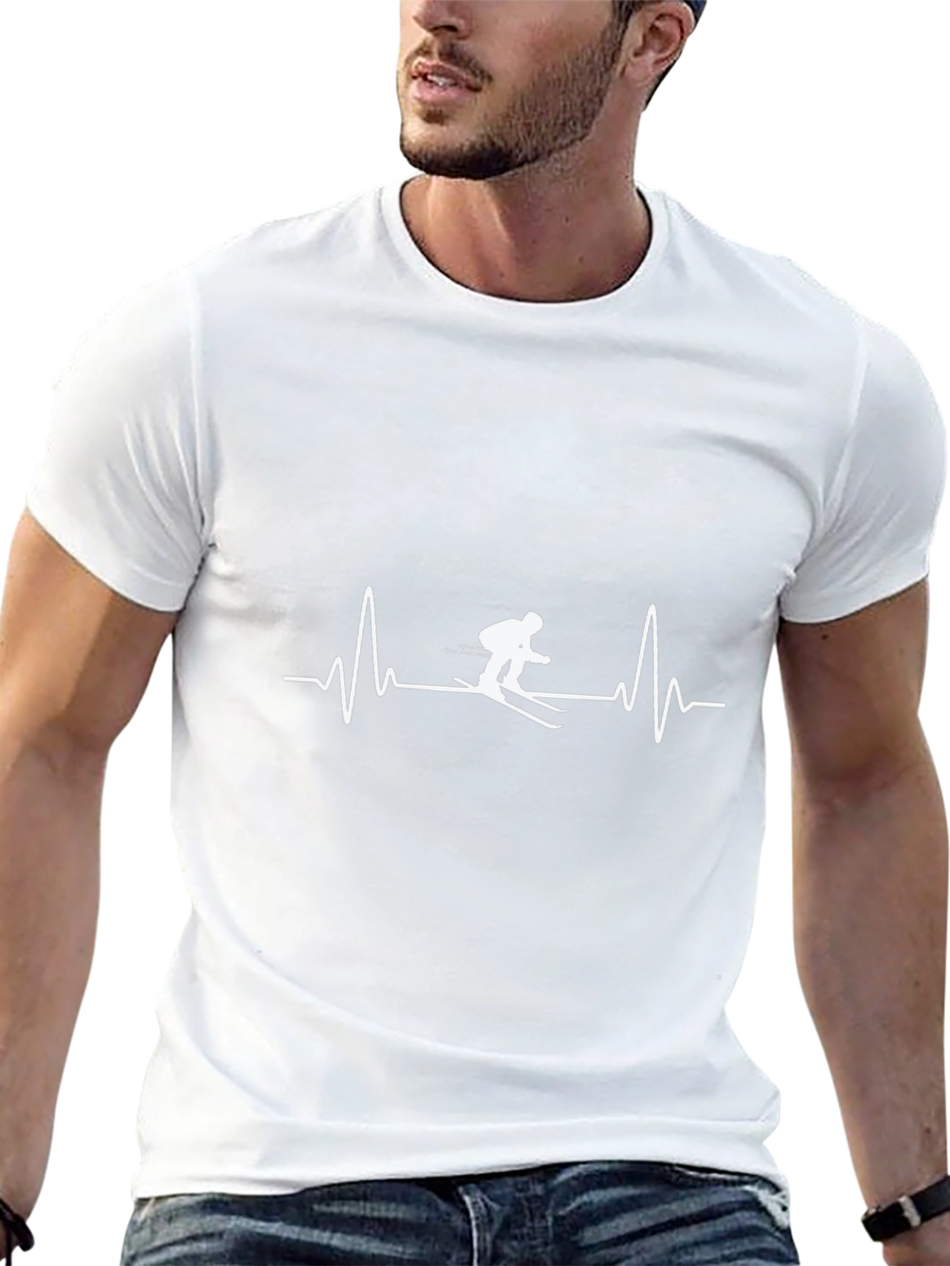 Skier Heartbeat Graphic T-Shirt