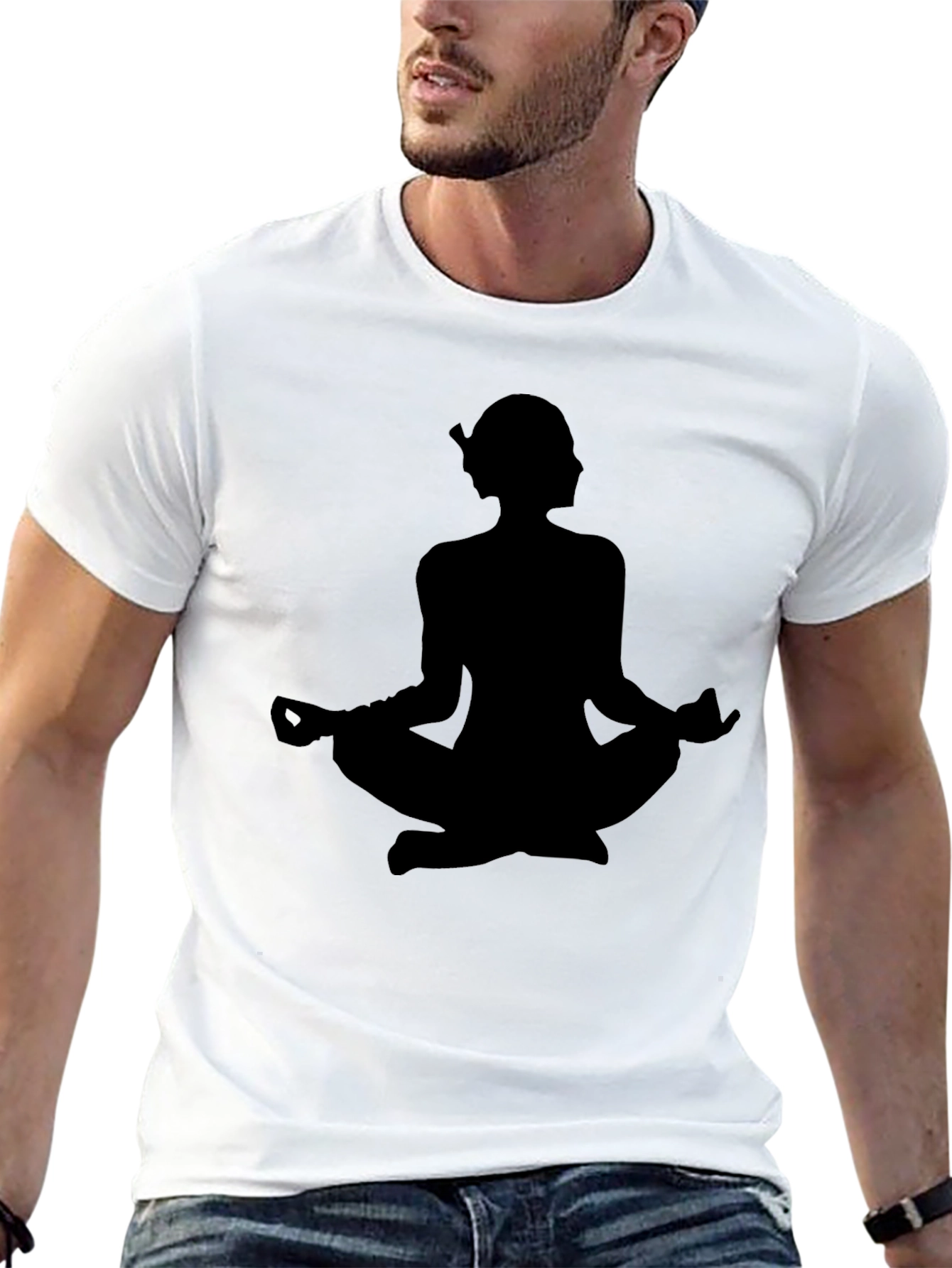 Mens Black Meditation Graphic T-Shirt