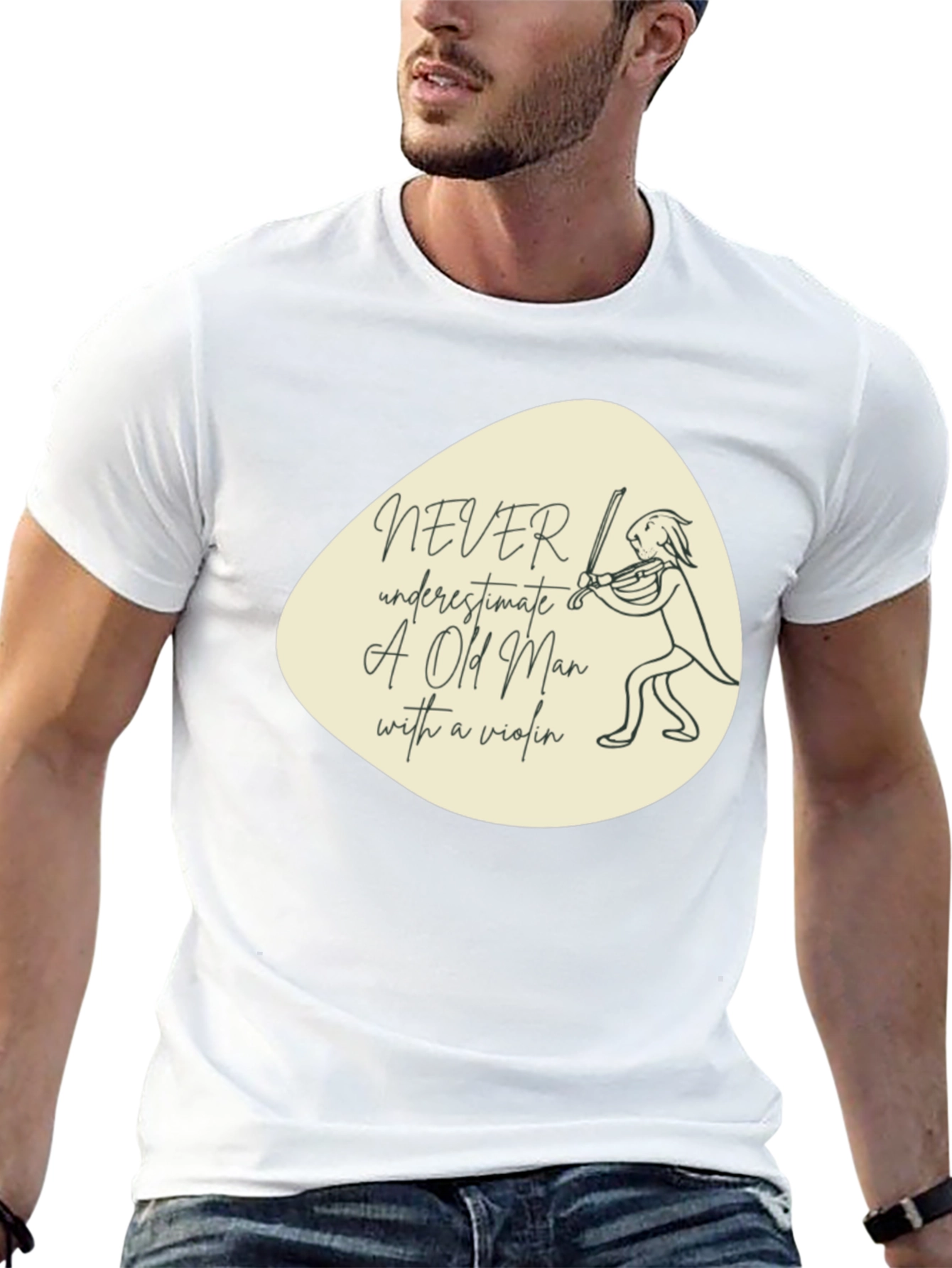 Never Underestimate Violin Old Man T-Shirt