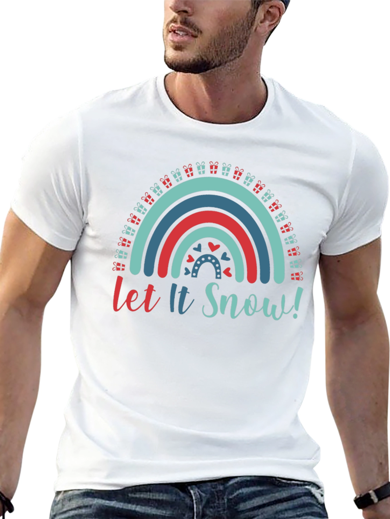 Let it Snow! Christmas Rainbow Graphic Tee