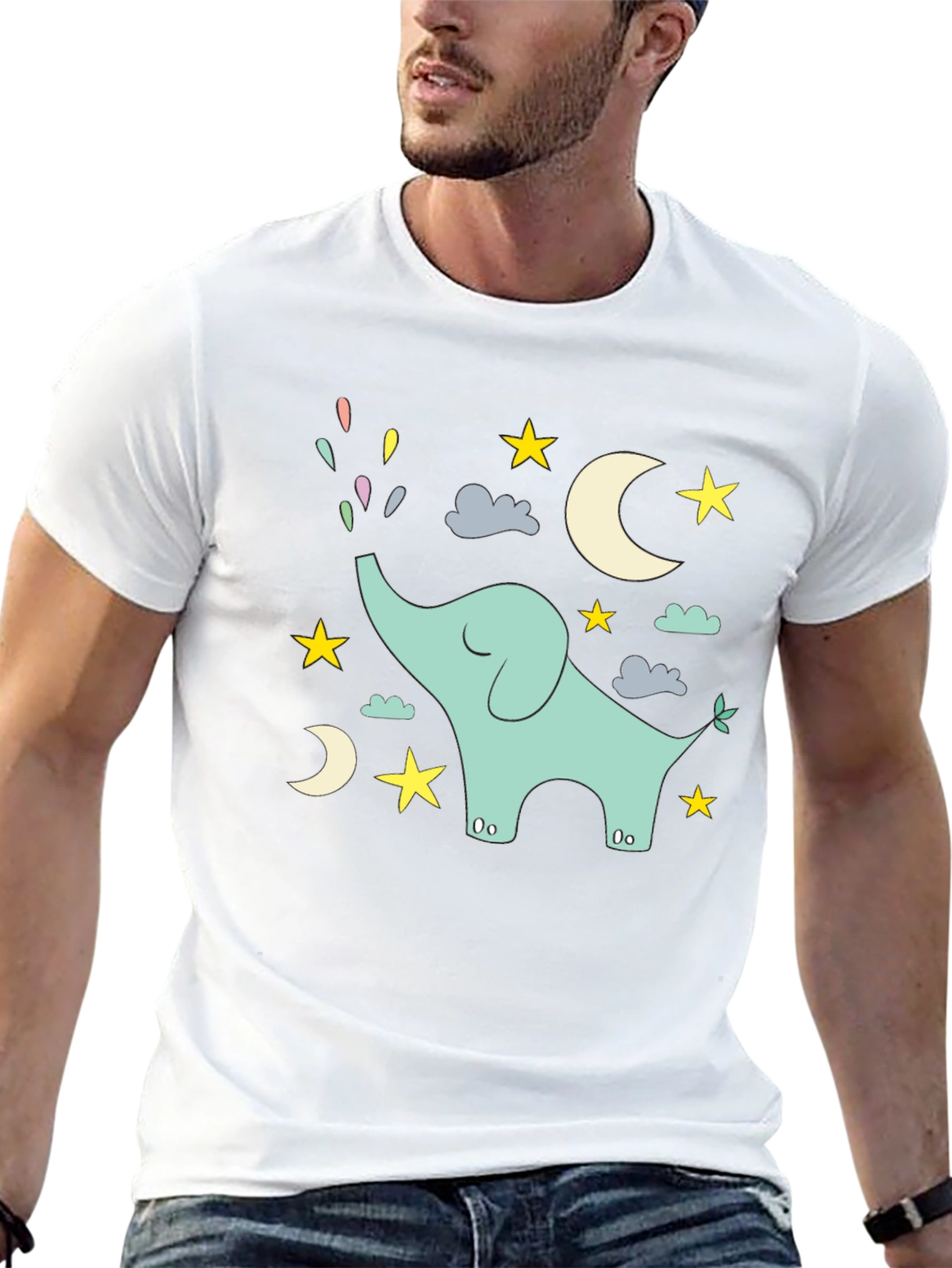 Dreamy Elephant Graphic Tee - Black