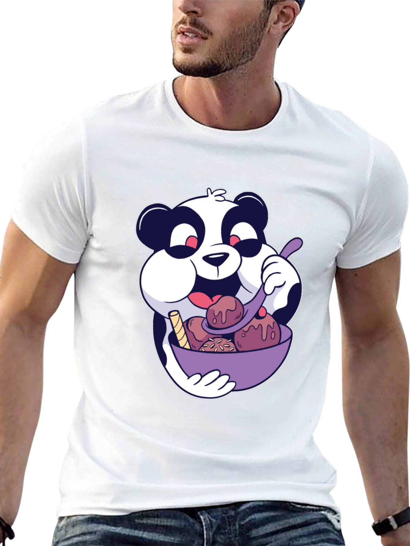 Panda Eating Ice Cream Graphic T-Shirt