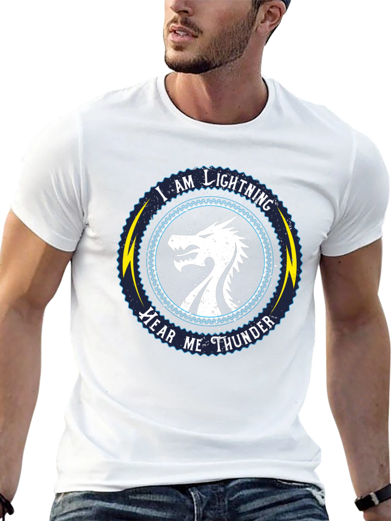 I Am Lightning Hear Me Thunder Dragon Graphic Tee
