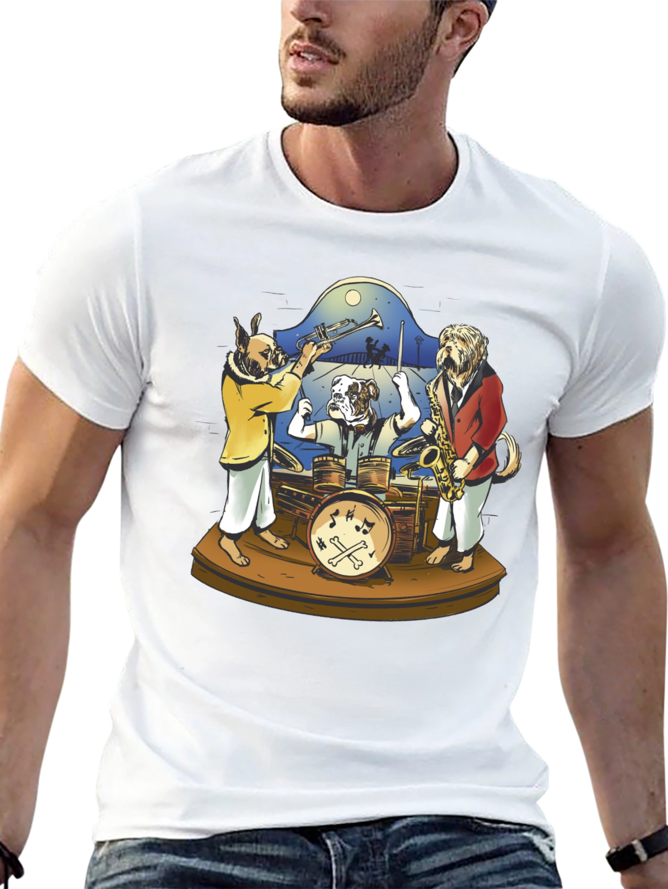 Dog Jazz Band Graphic Tee - Black