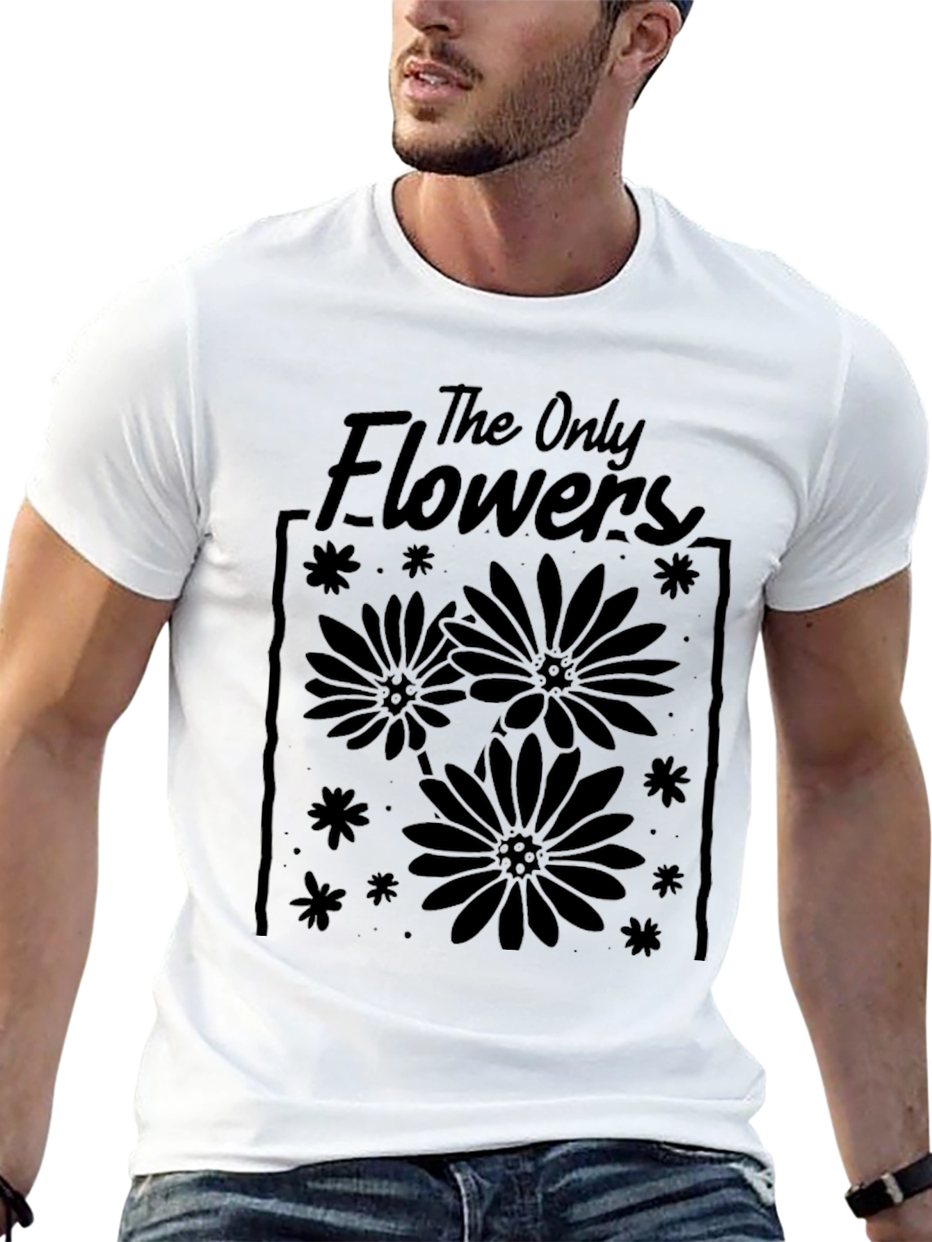 The Only Flowers Graphic Tee - Black Cotton T-Shirt