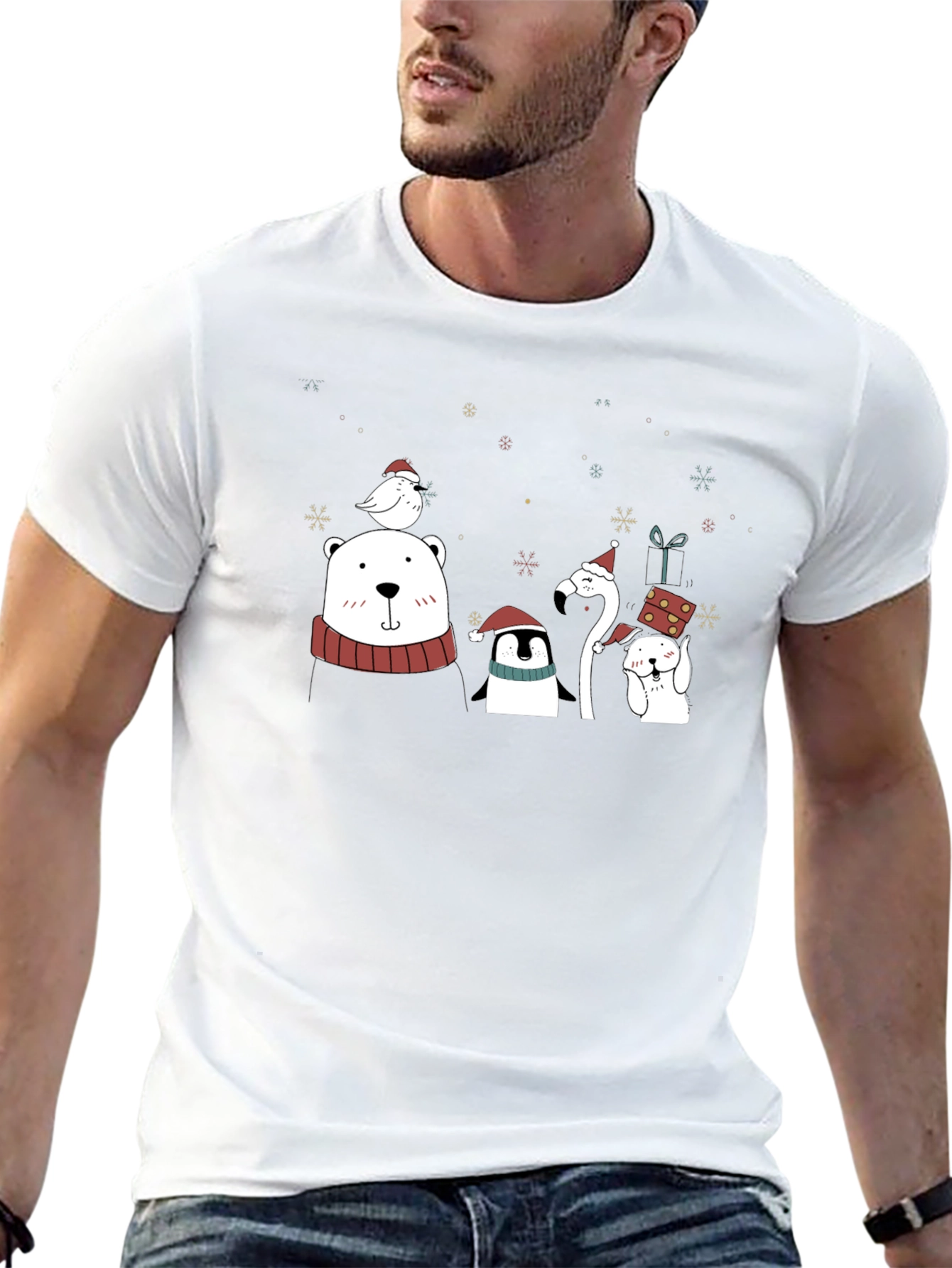 Festive Holiday Animals Graphic T-Shirt