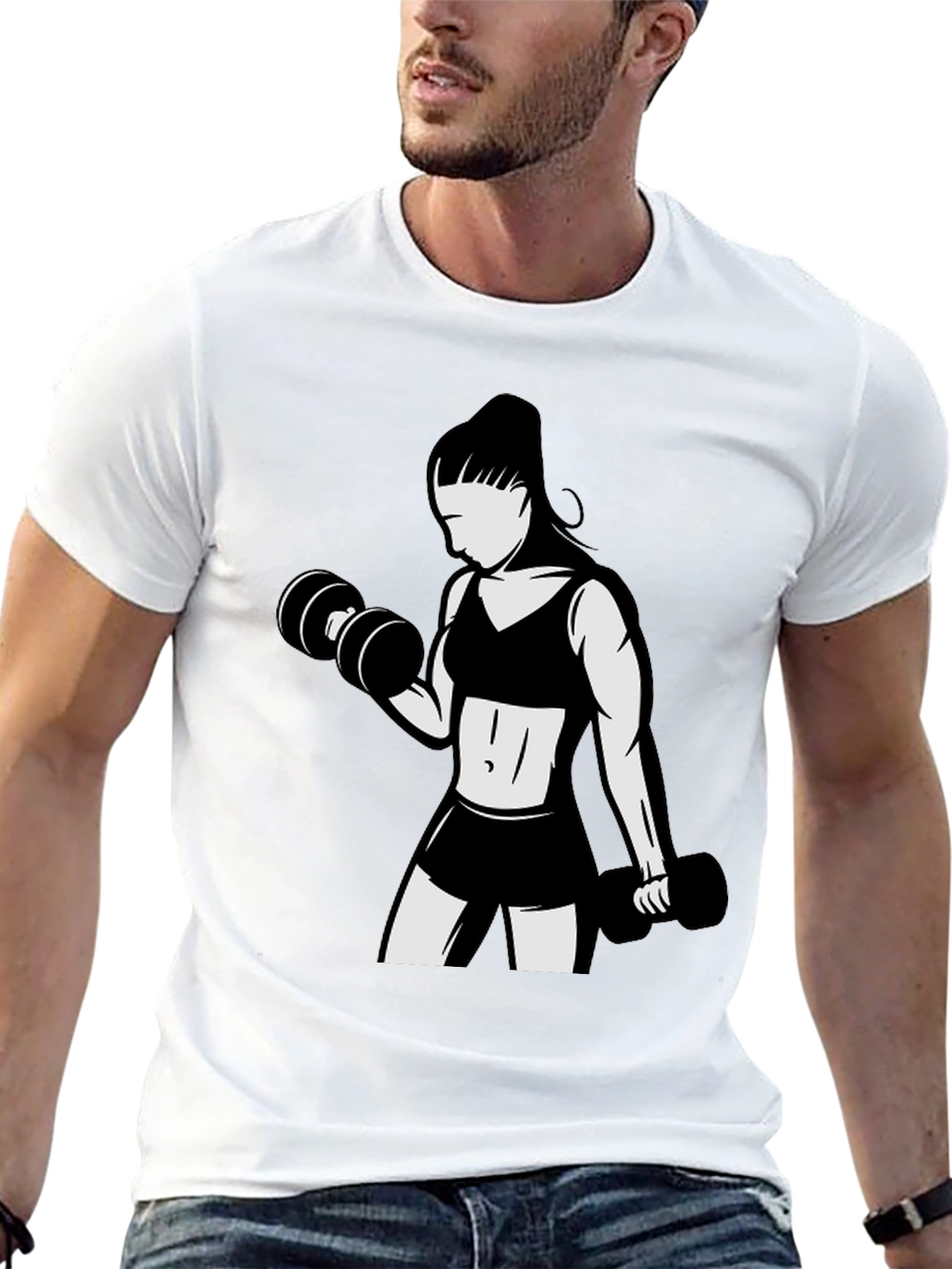 Workout Girl Graphic Tee - Black Cotton T-Shirt