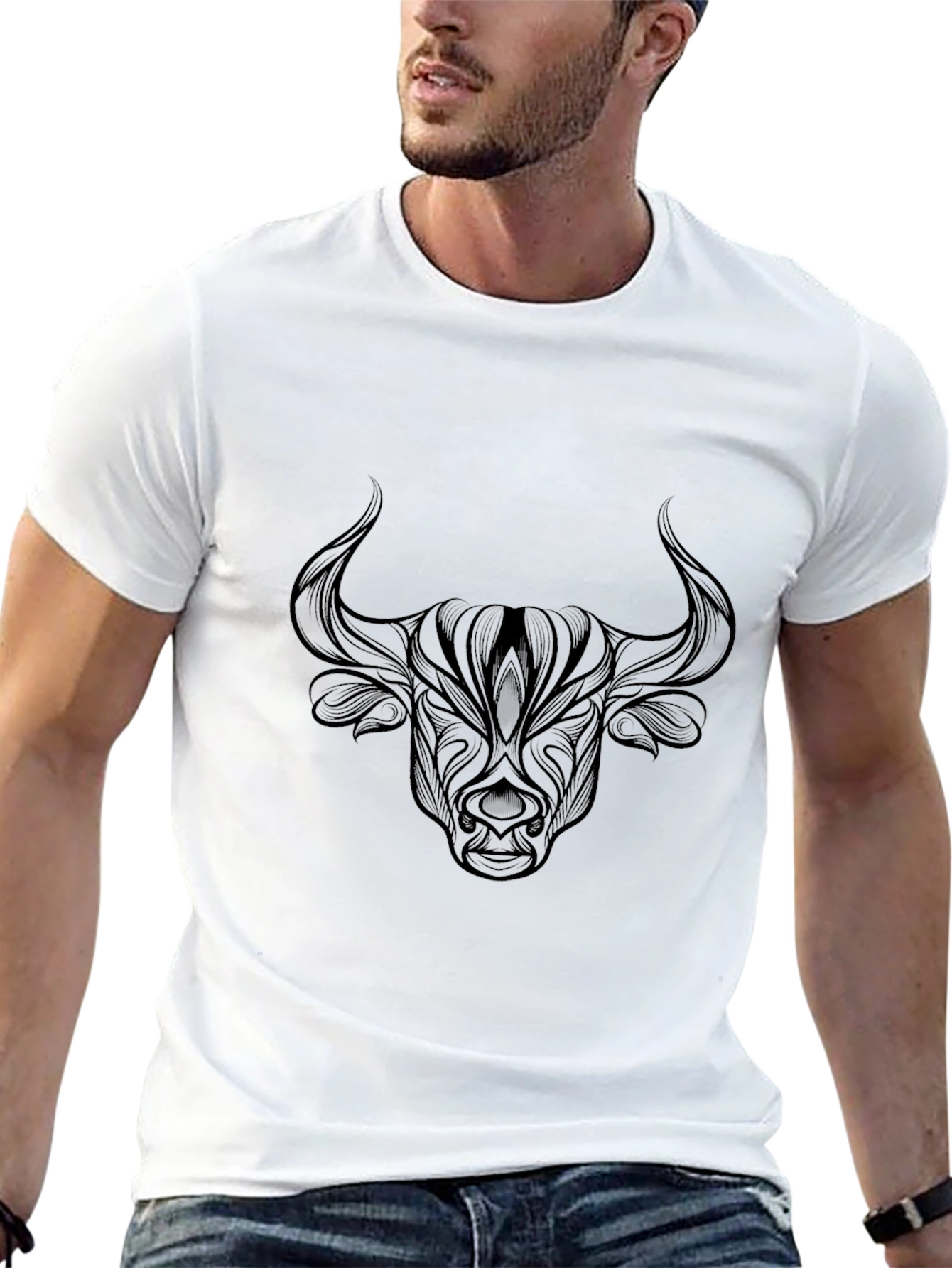 Mens Black Bull Graphic Tee - Stylish & Unique