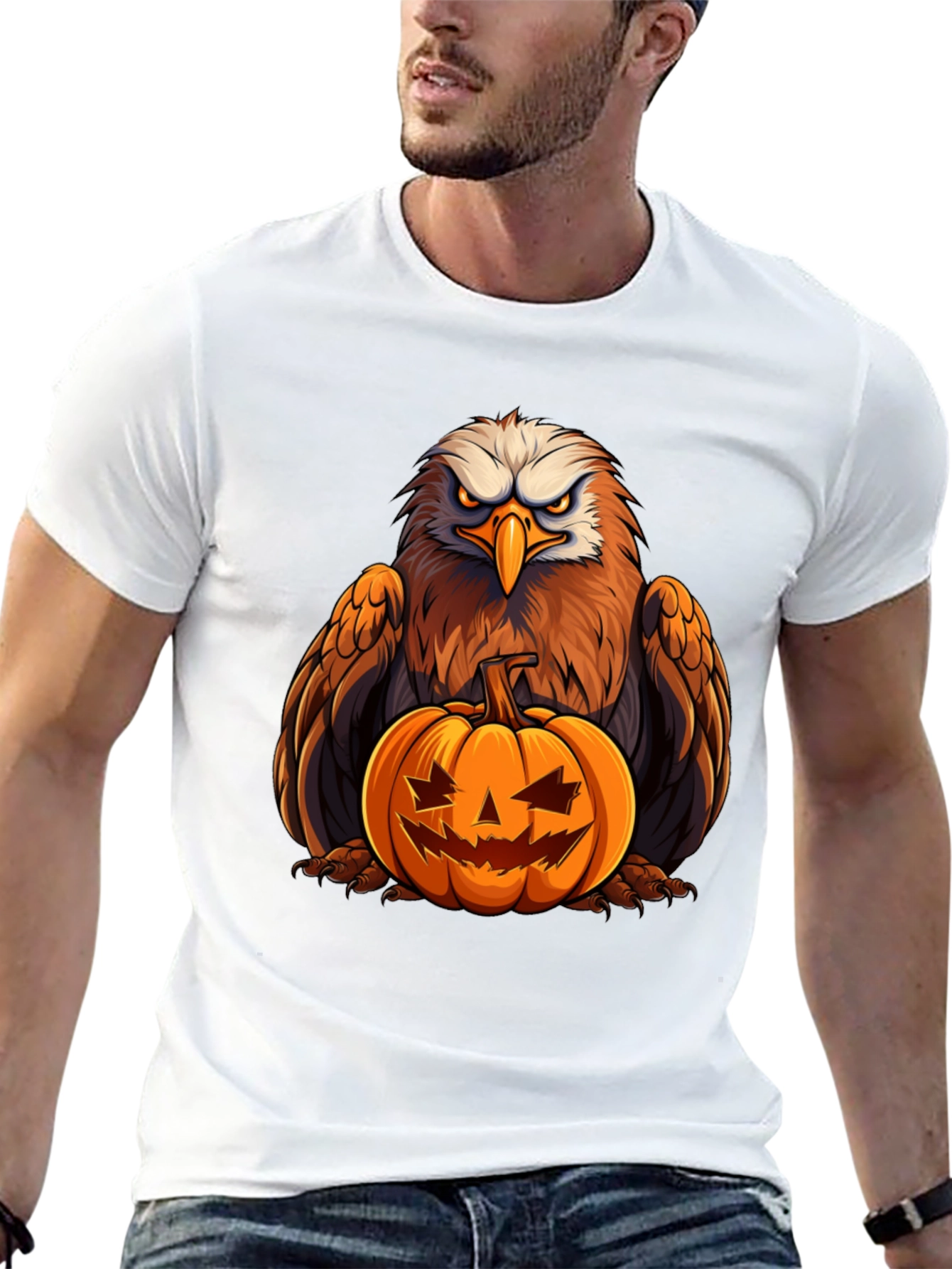 Eagle Pumpkin Graphic Tee - Halloween Spooky Season