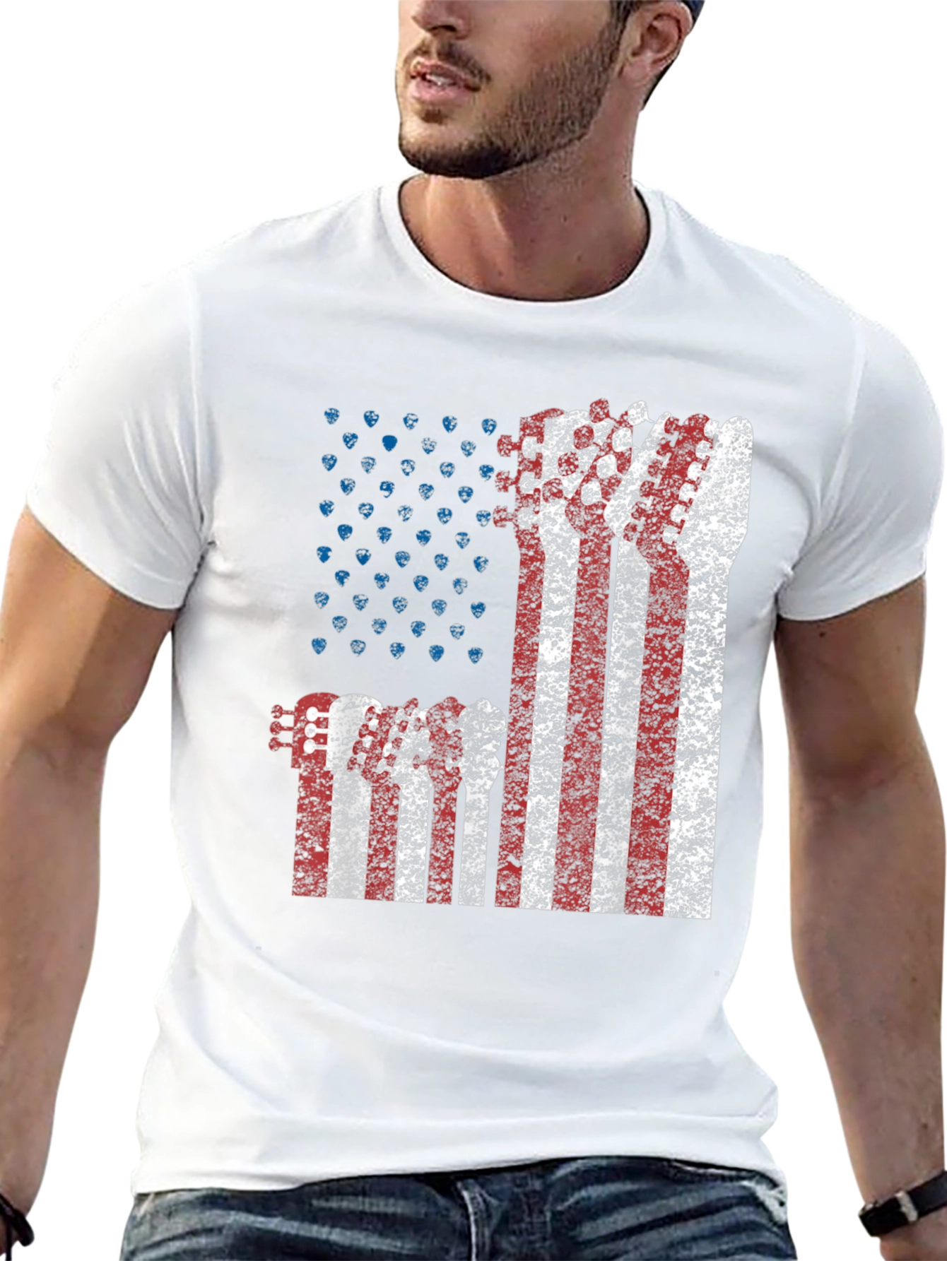 American Flag Guitar T-Shirt