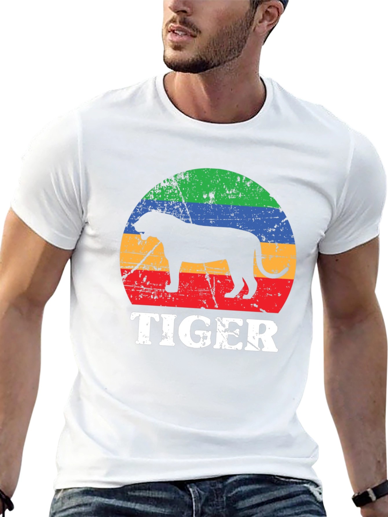 Retro Tiger Graphic Tee - Unisex Black T-Shirt