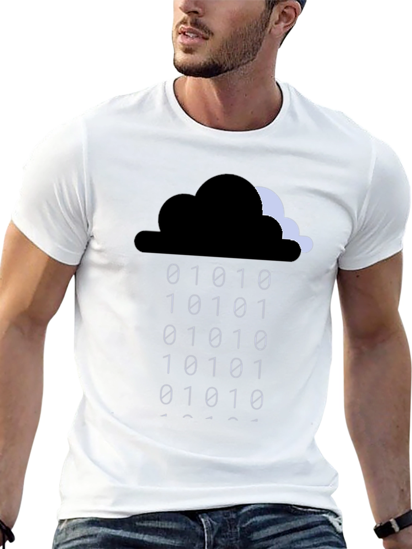 Binary Rain Cloud T-Shirt - Geeky Programmer Style
