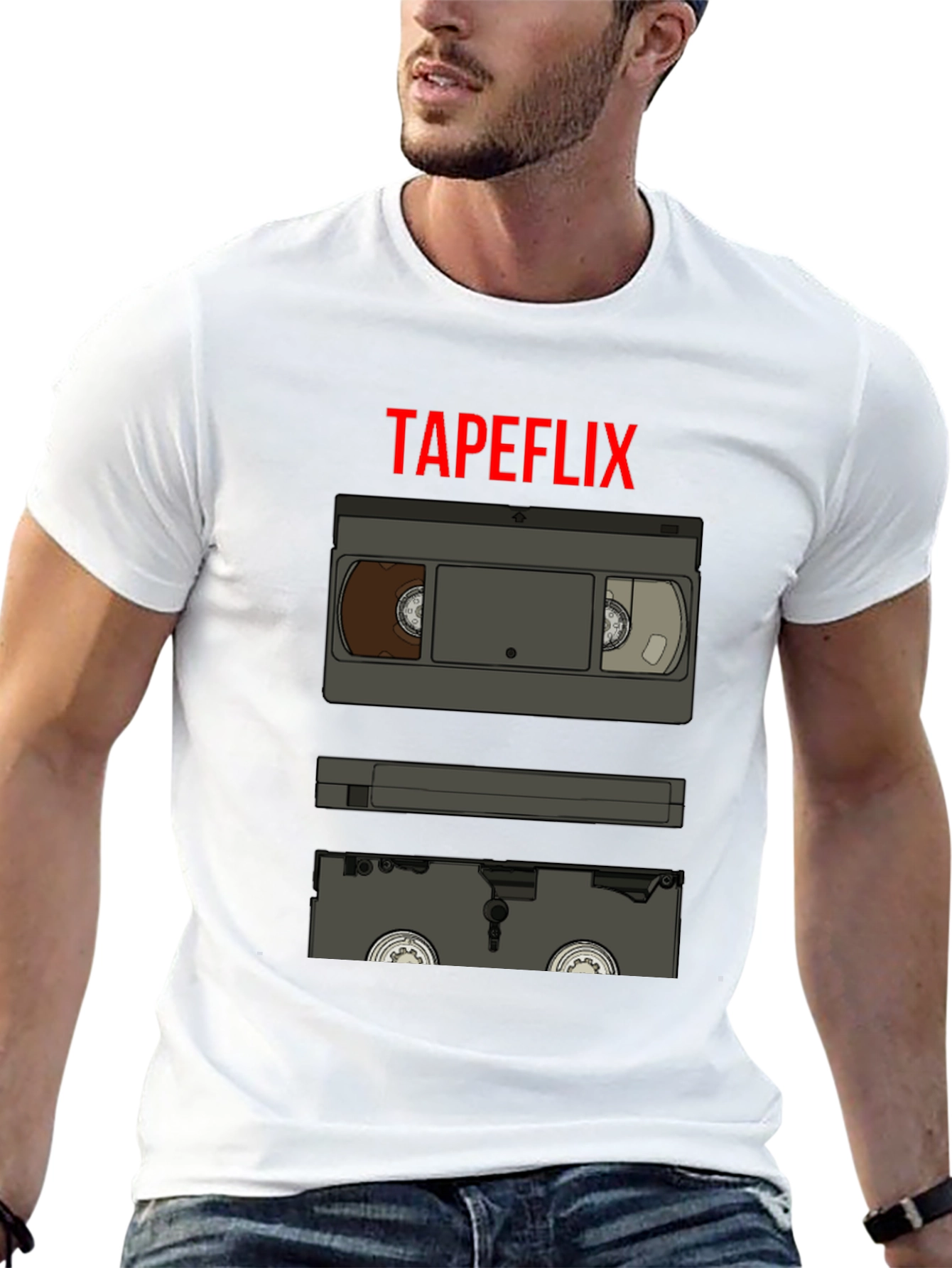 Tapeflix Retro VHS Tape Graphic Tee - Black