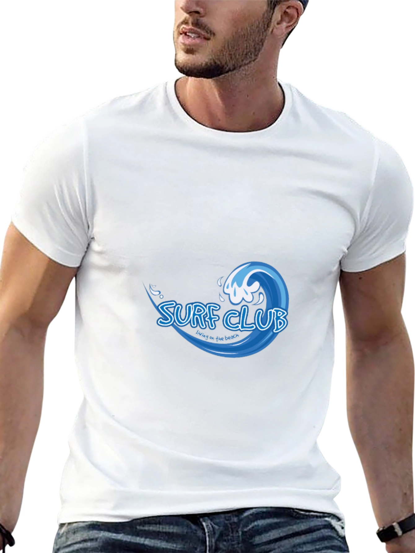 Surf Club Graphic Tee - Black Cotton T-Shirt