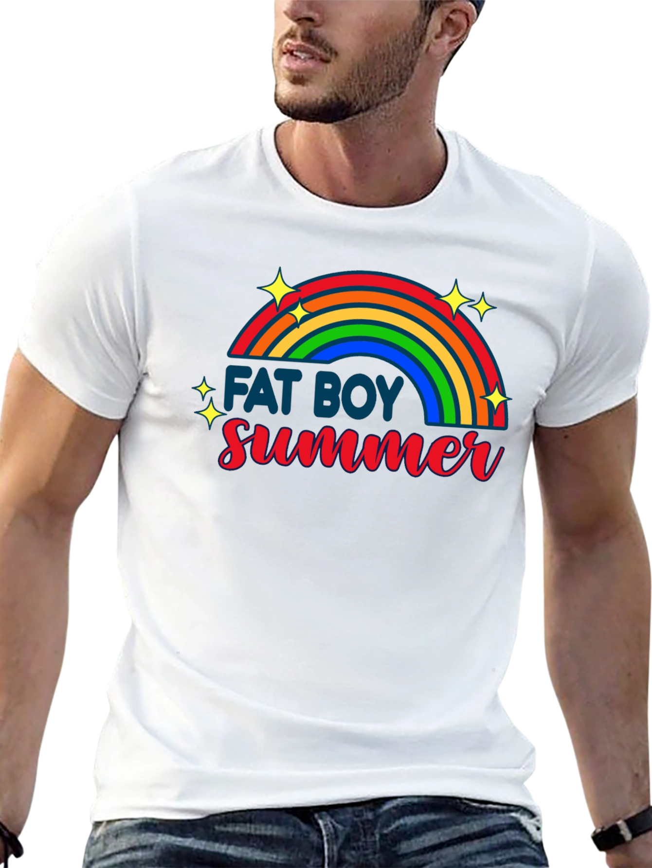Fat Boy Summer T-Shirt - Rainbow Design