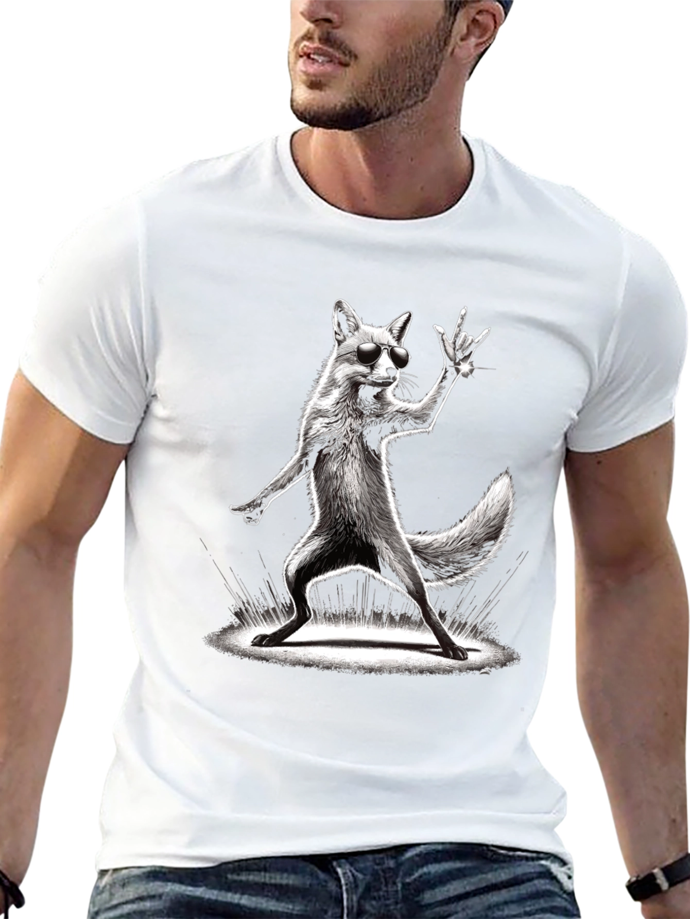 Cool Fox Graphic Tee - Rock On!