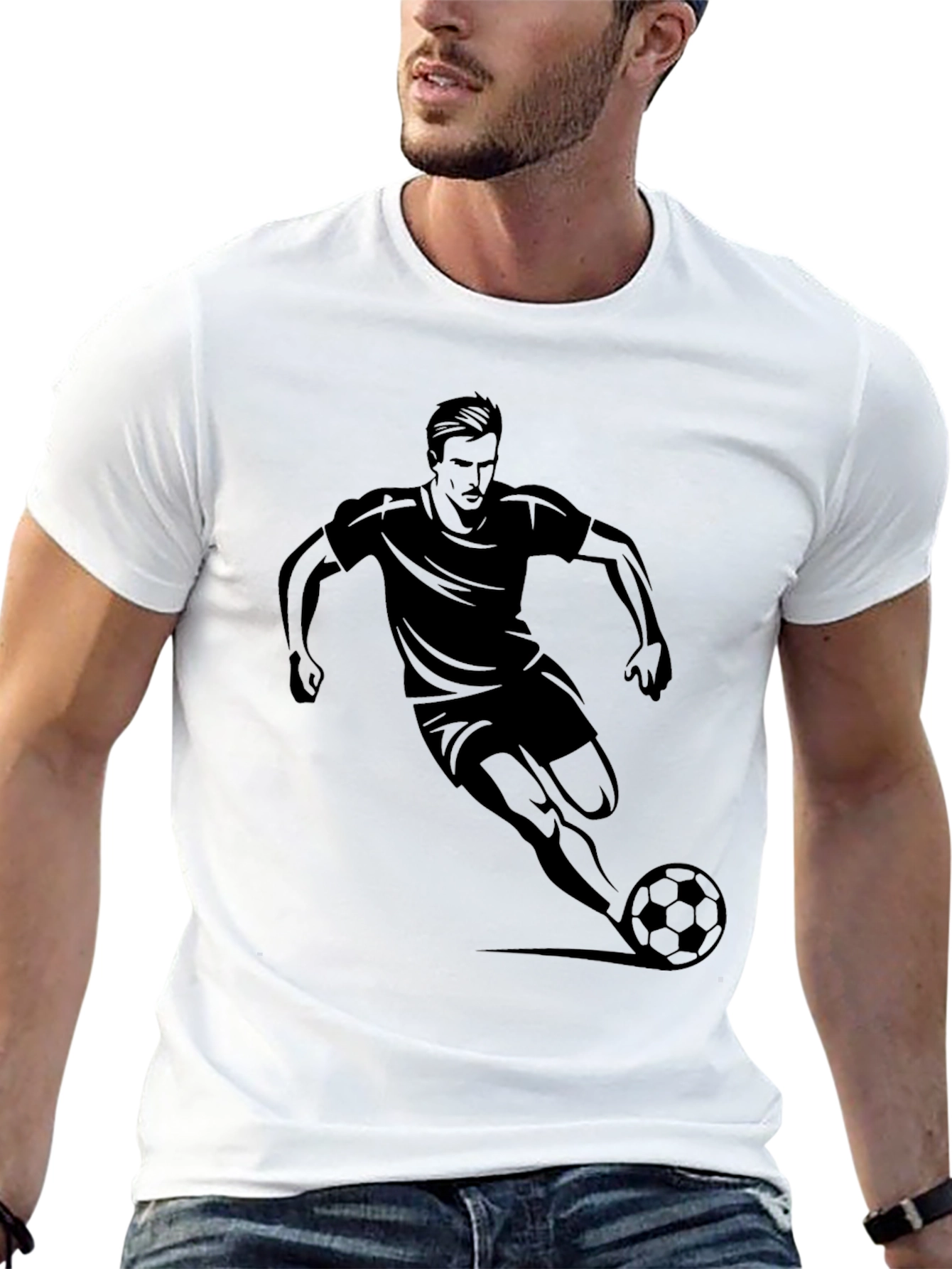 Soccer Player Graphic Black T-Shirt
