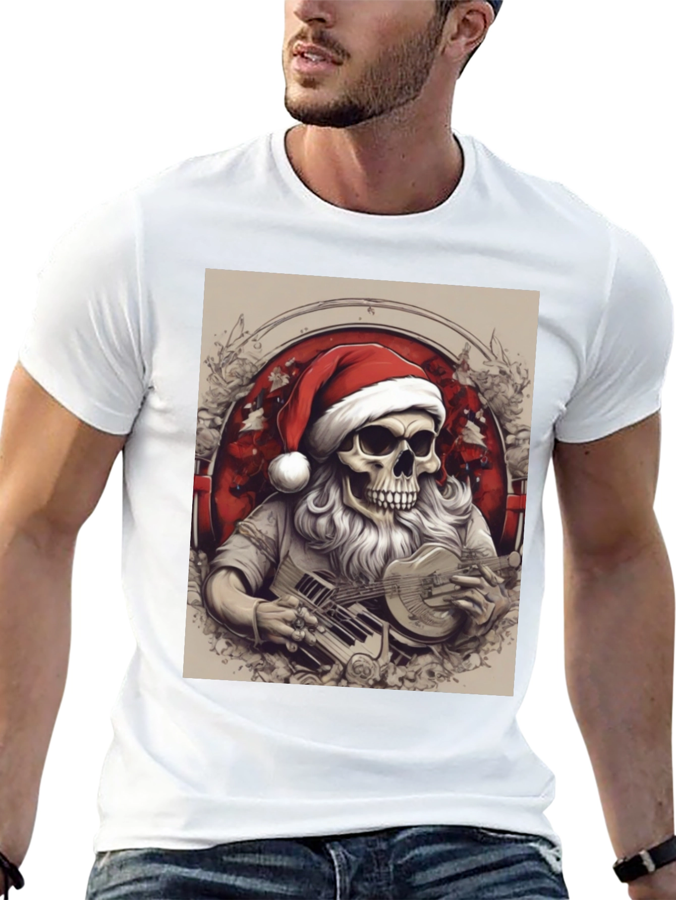 Skeleton Santa Musician T-Shirt
