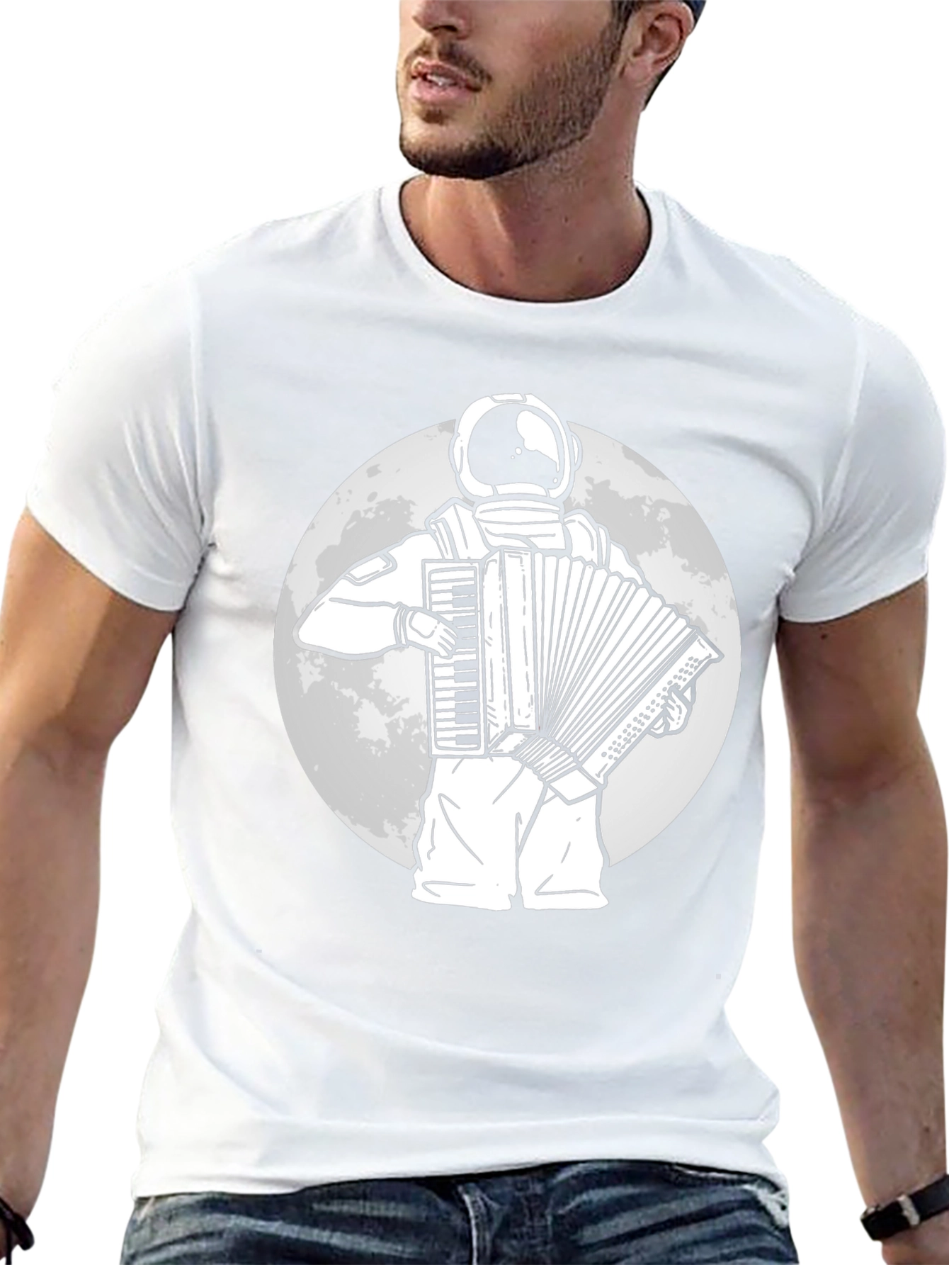 Astronaut Accordion Player Graphic Tee