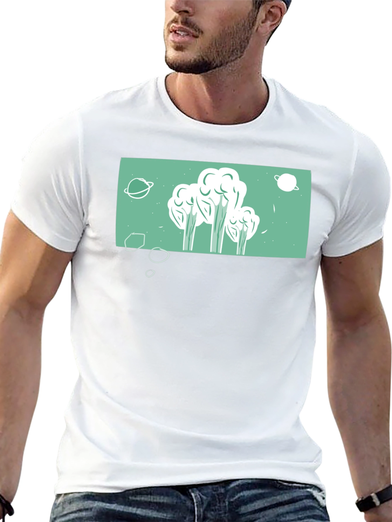 Space Broccoli T-Shirt - Quirky Graphic Tee