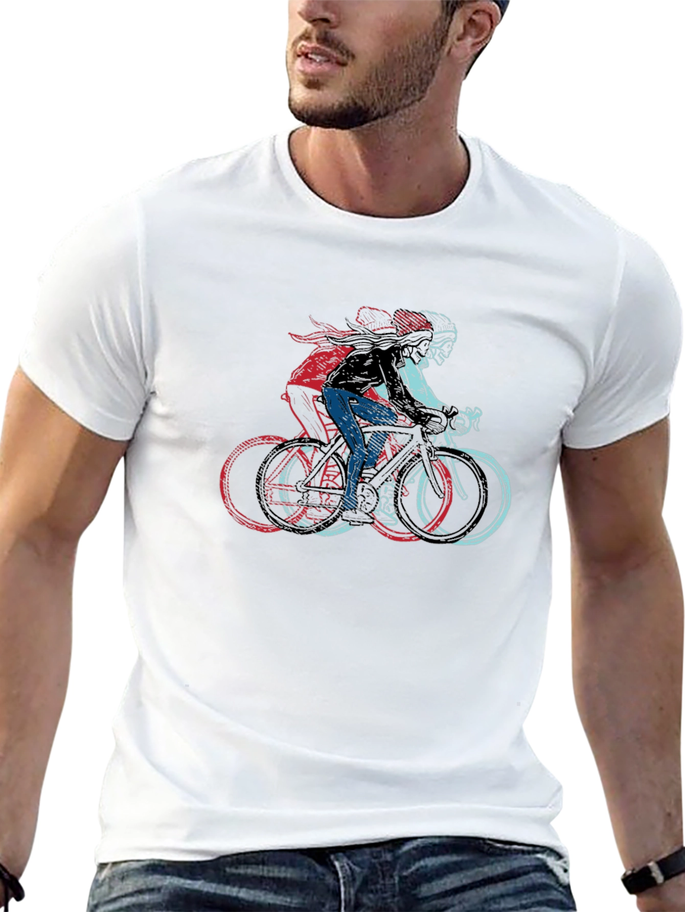 Cool Cyclist Graphic Print Black T-Shirt