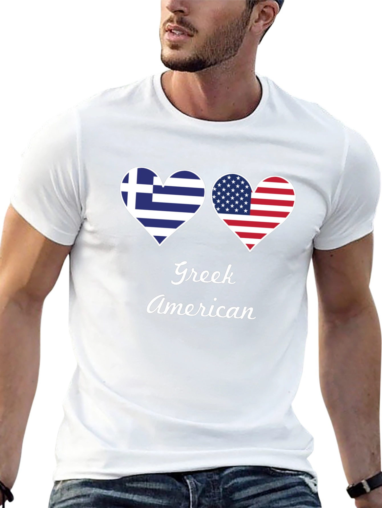 Greek American Flag Heart T-Shirt