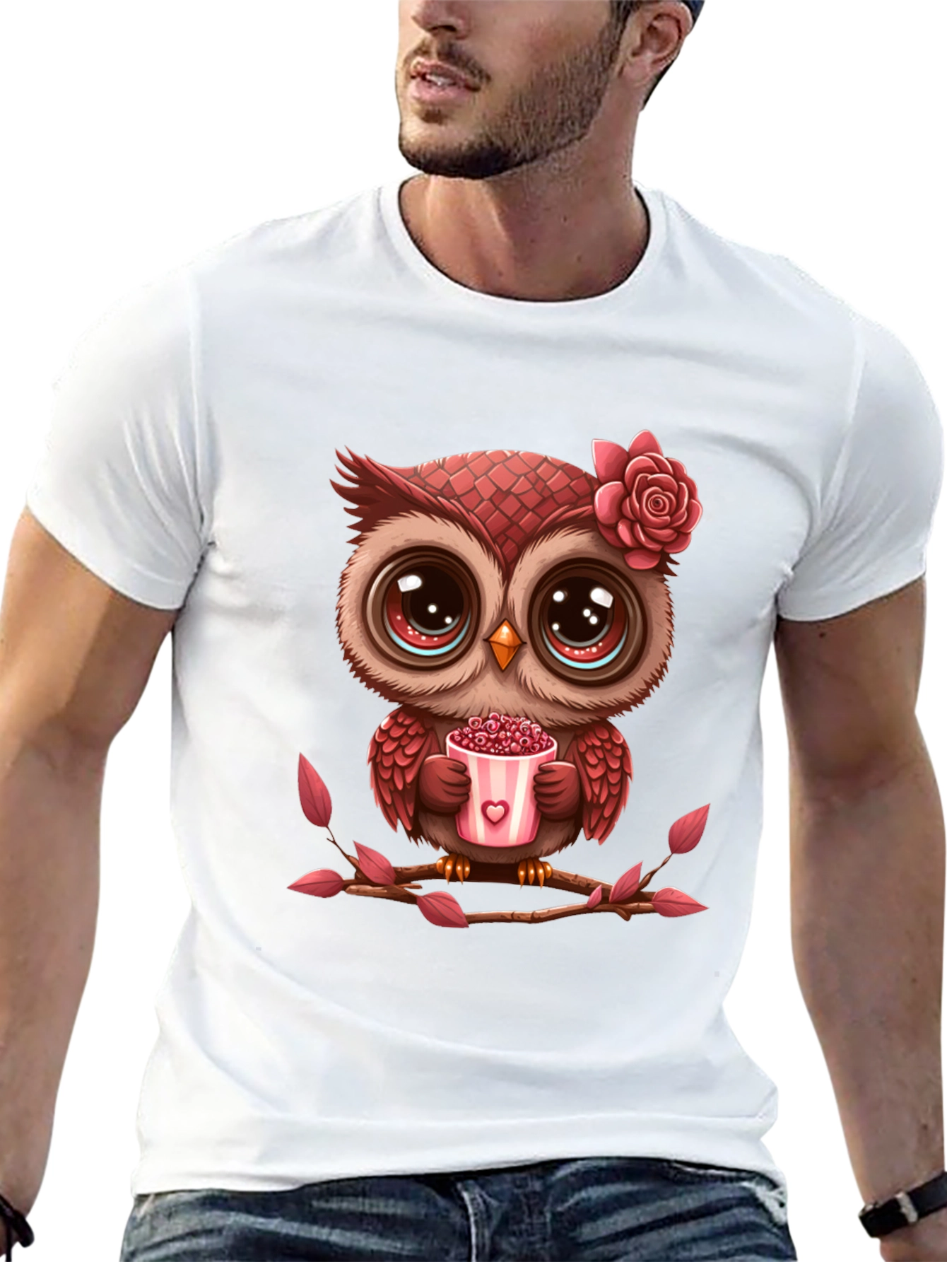 Cute Owl Valentines Day Black T-Shirt