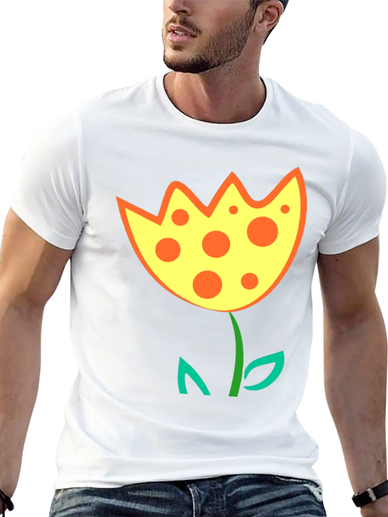 Funky Flower Graphic T-Shirt - Black Cotton Tee
